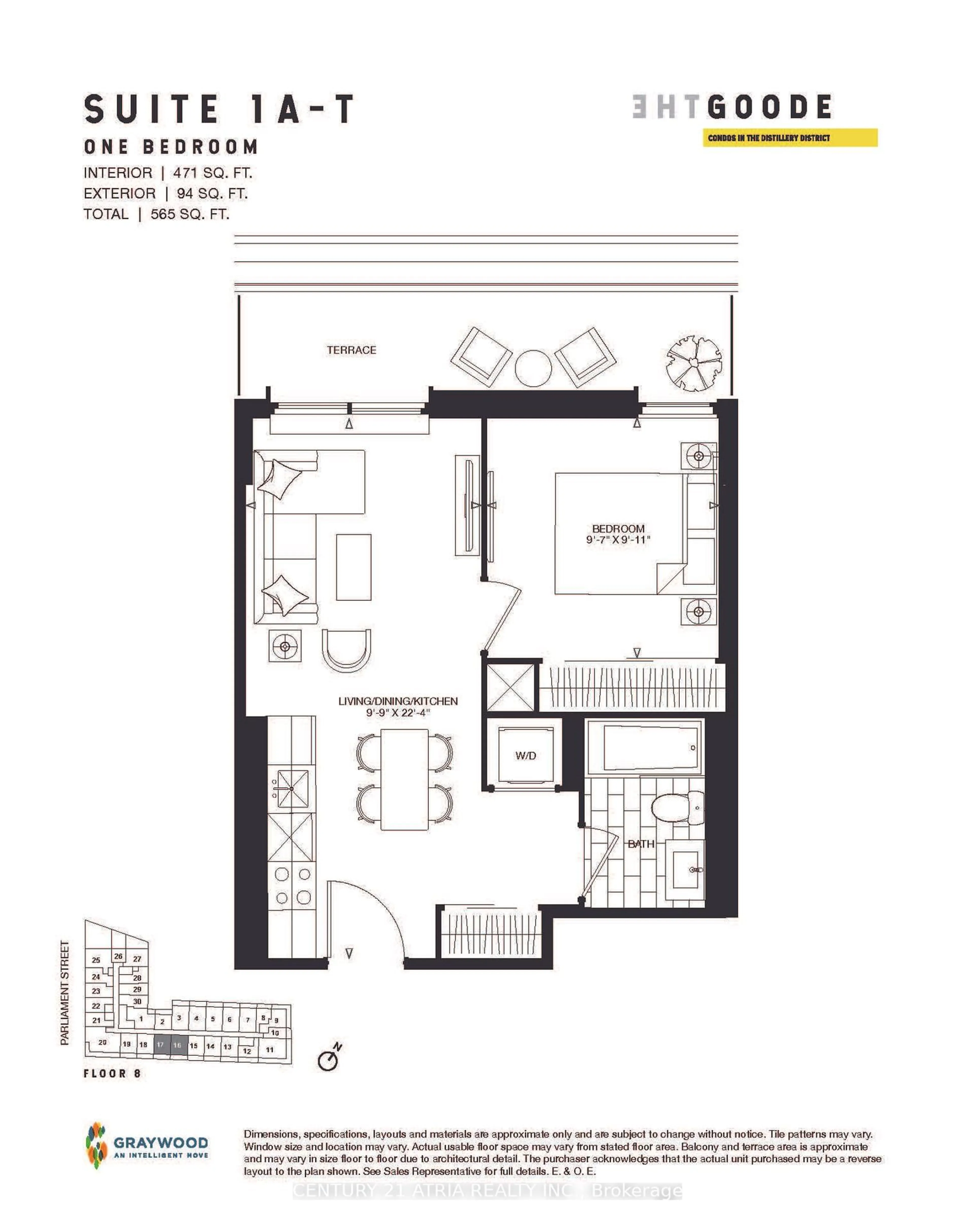 Floor plan for 35 Parliament St #816, Toronto Ontario M5A 0Z5