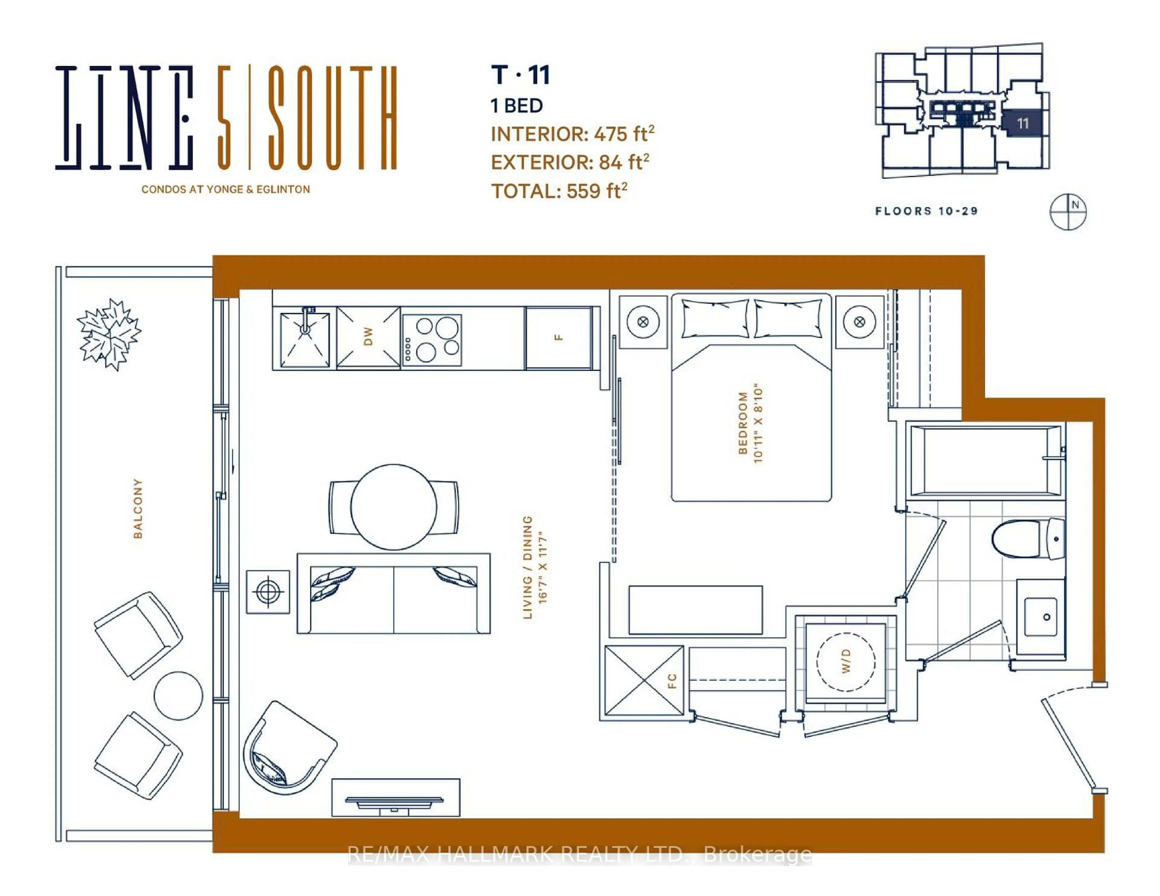 Floor plan for 127 Broadway Ave #1611, Toronto Ontario M4P 1V4