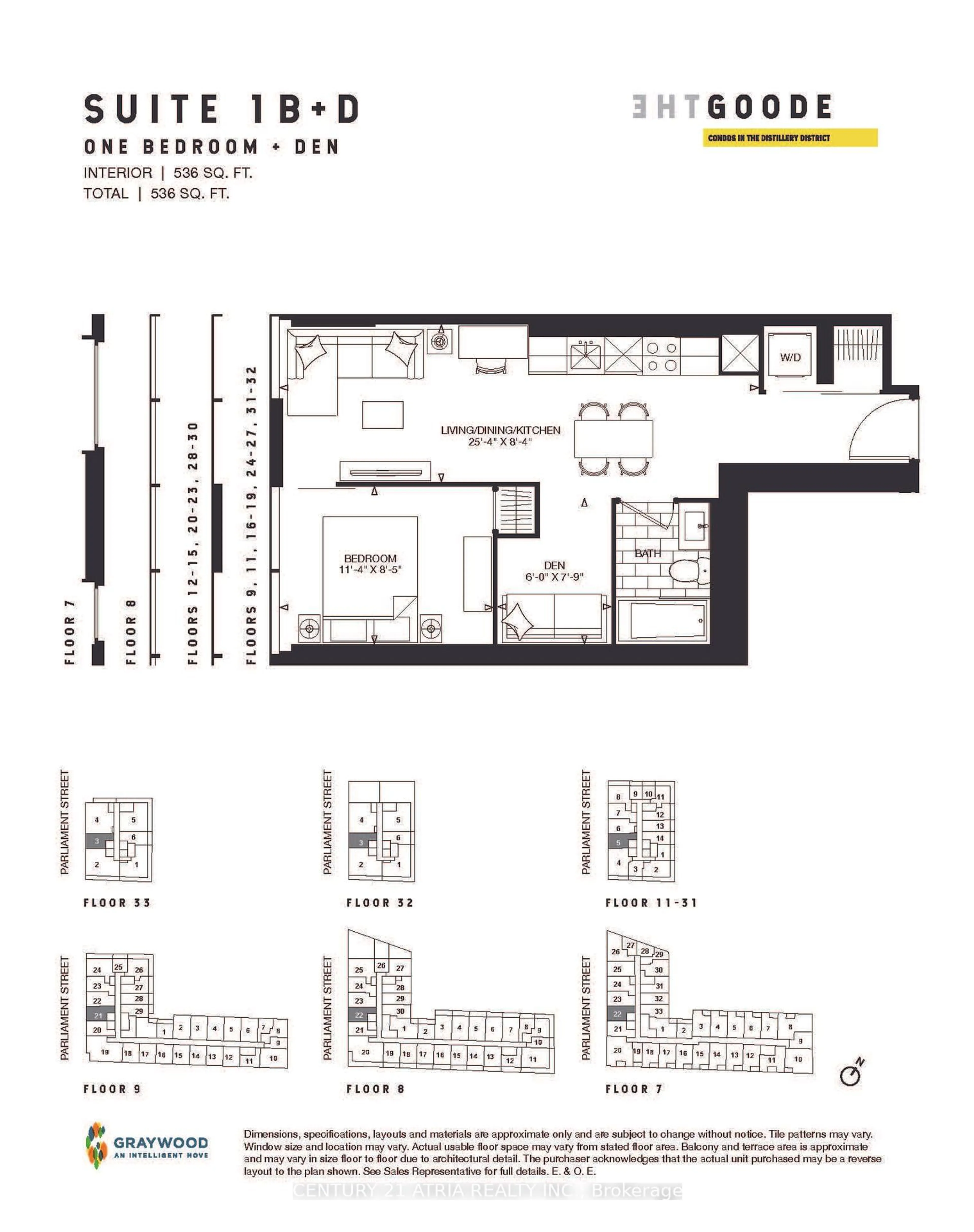 Floor plan for 35 Parliament St #1805, Toronto Ontario M5A 0Z5