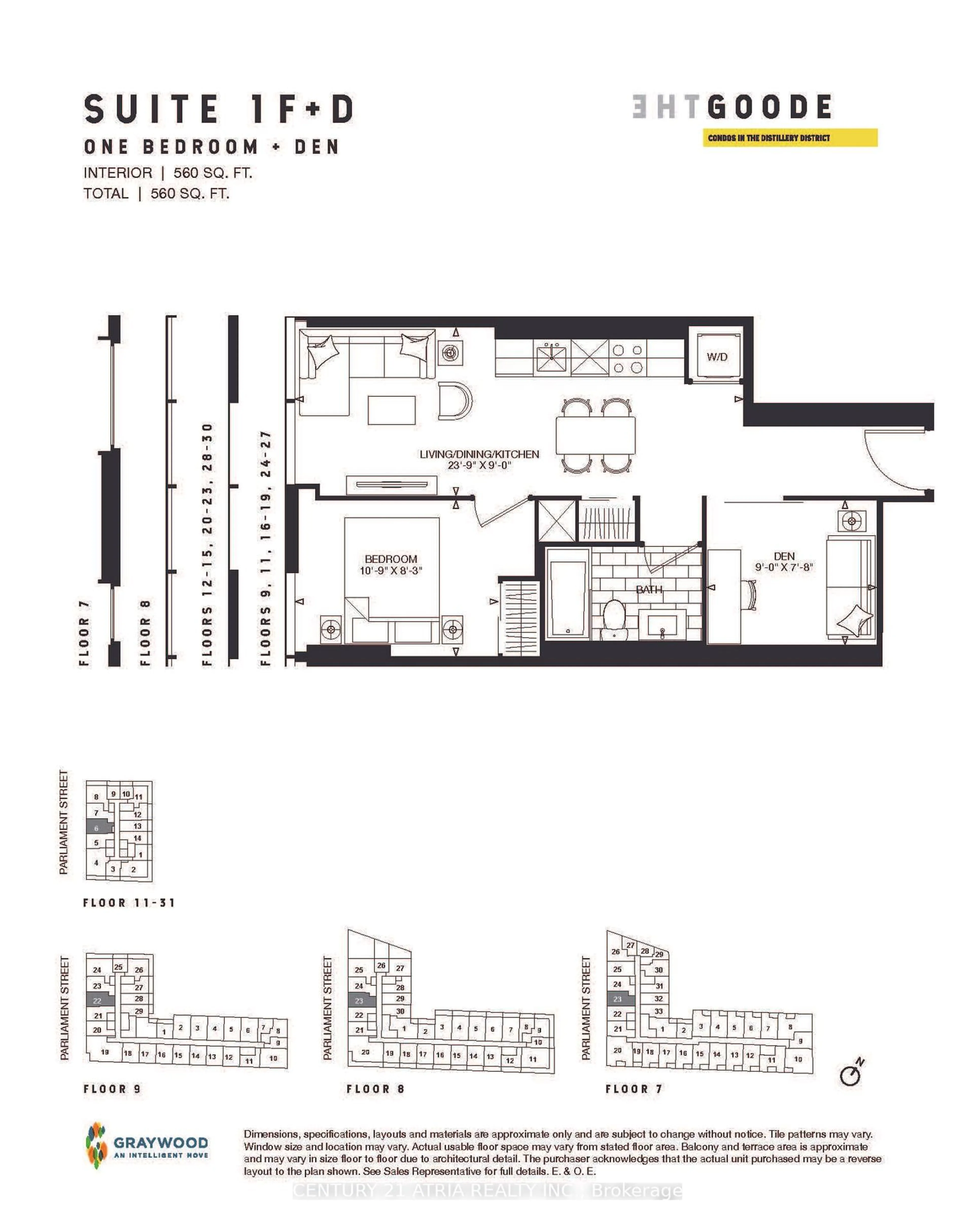 Floor plan for 35 Parliament St #1906, Toronto Ontario M5A 0Z5