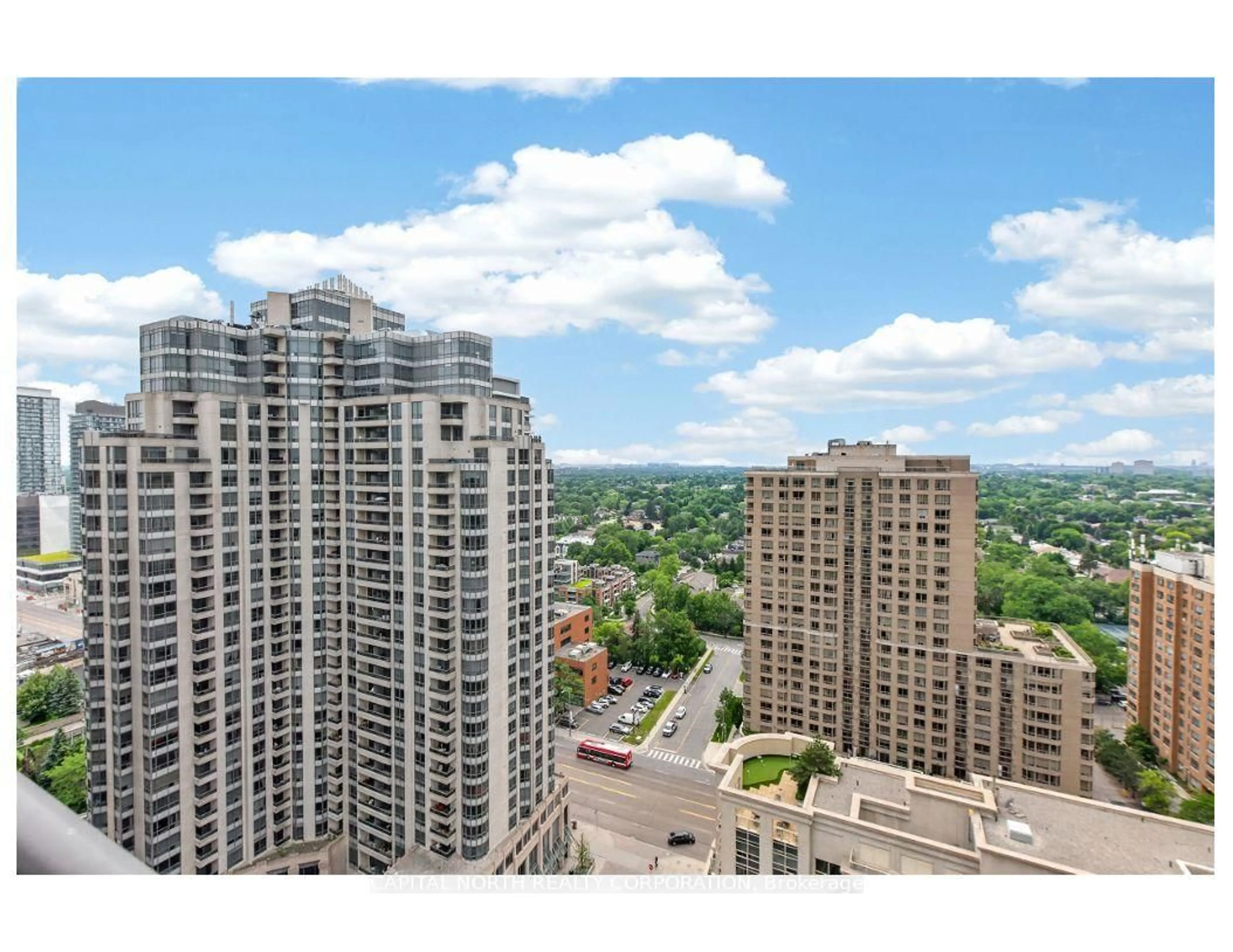 A pic from outside/outdoor area/front of a property/back of a property/a pic from drone, city buildings view from balcony for 10 Northtown Way #2205, Toronto Ontario M2N 7L4
