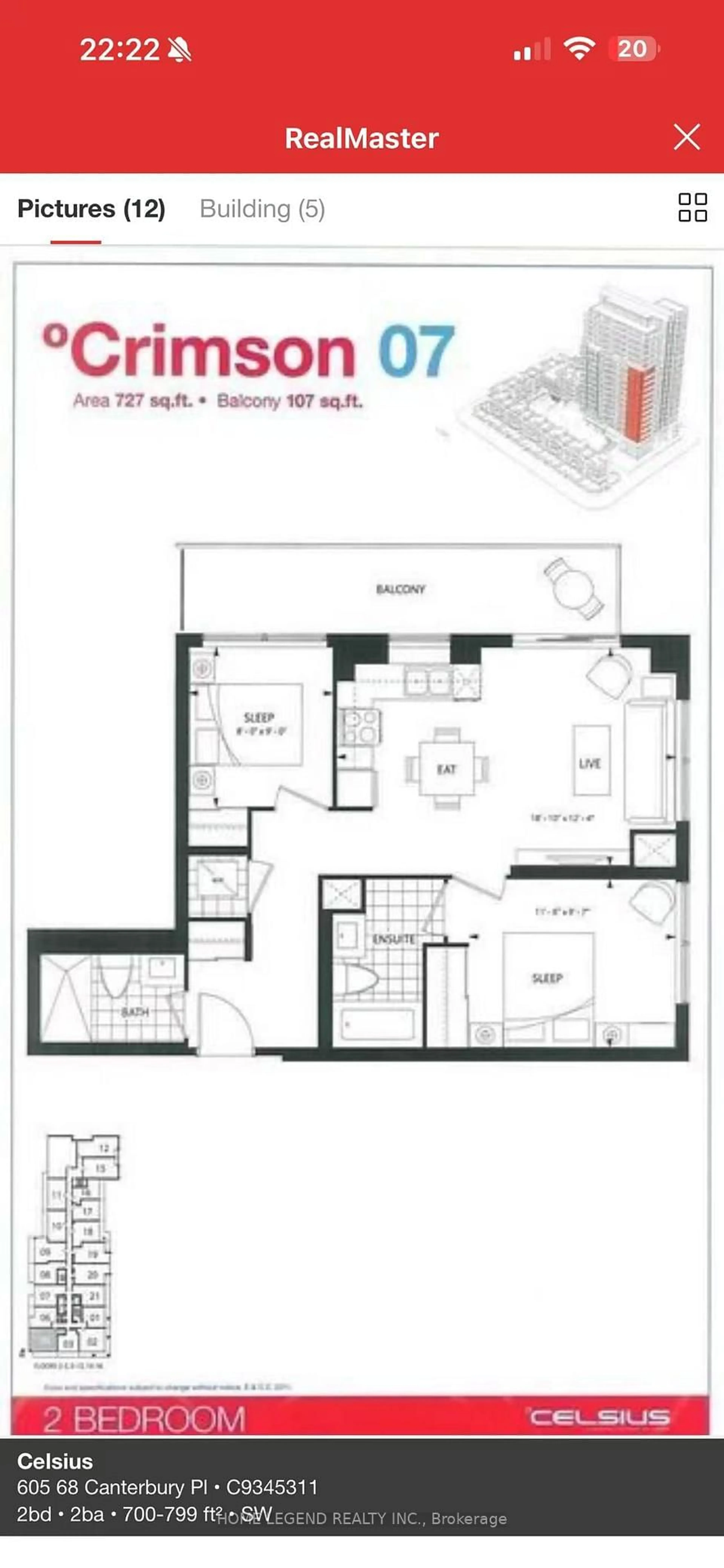 Floor plan for 68 Canterbury Pl #605, Toronto Ontario M2N 0H8