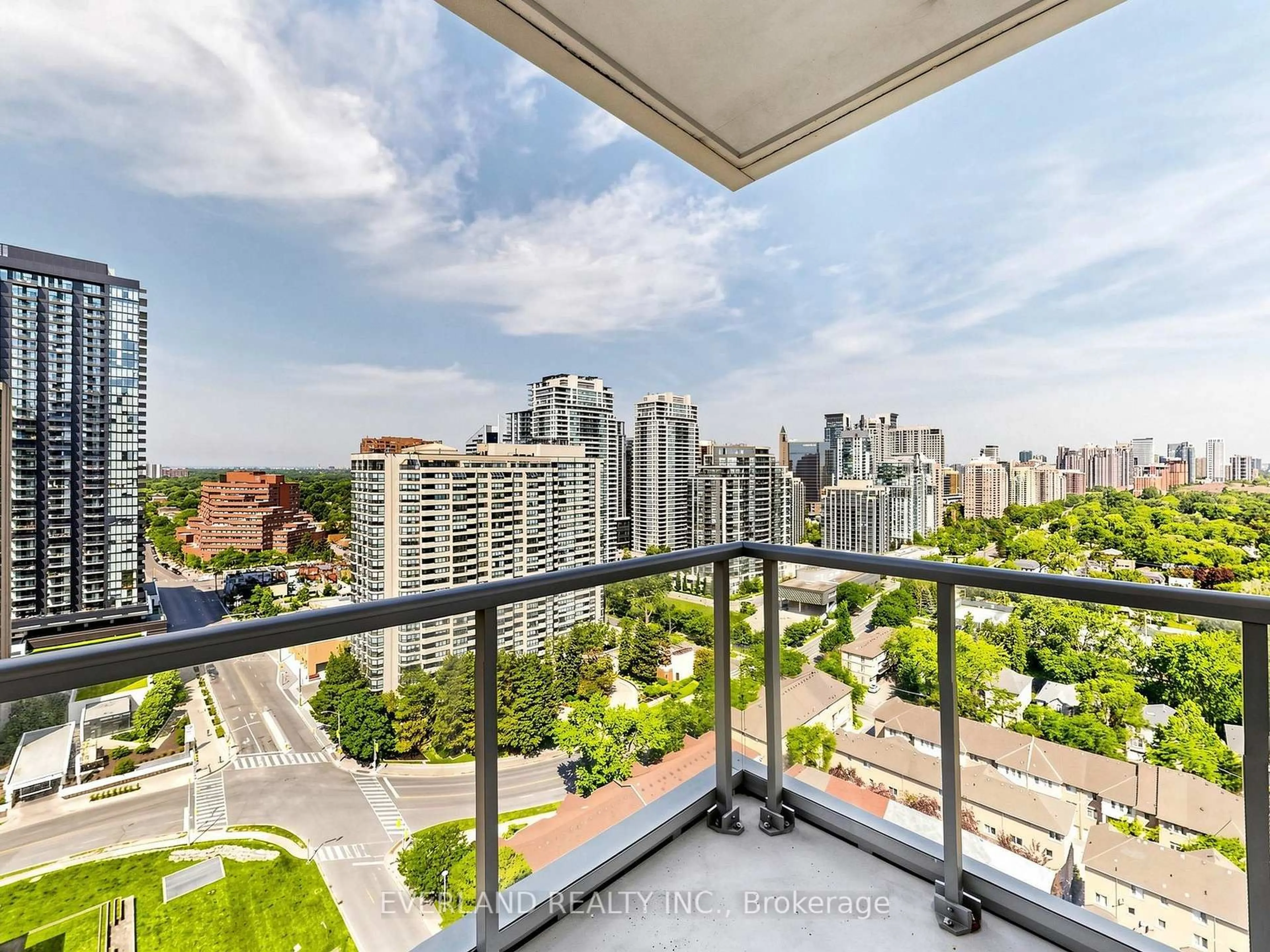 Balcony in the apartment, city buildings view from balcony for 88 Sheppard Ave #2307, Toronto Ontario M2N 0G9