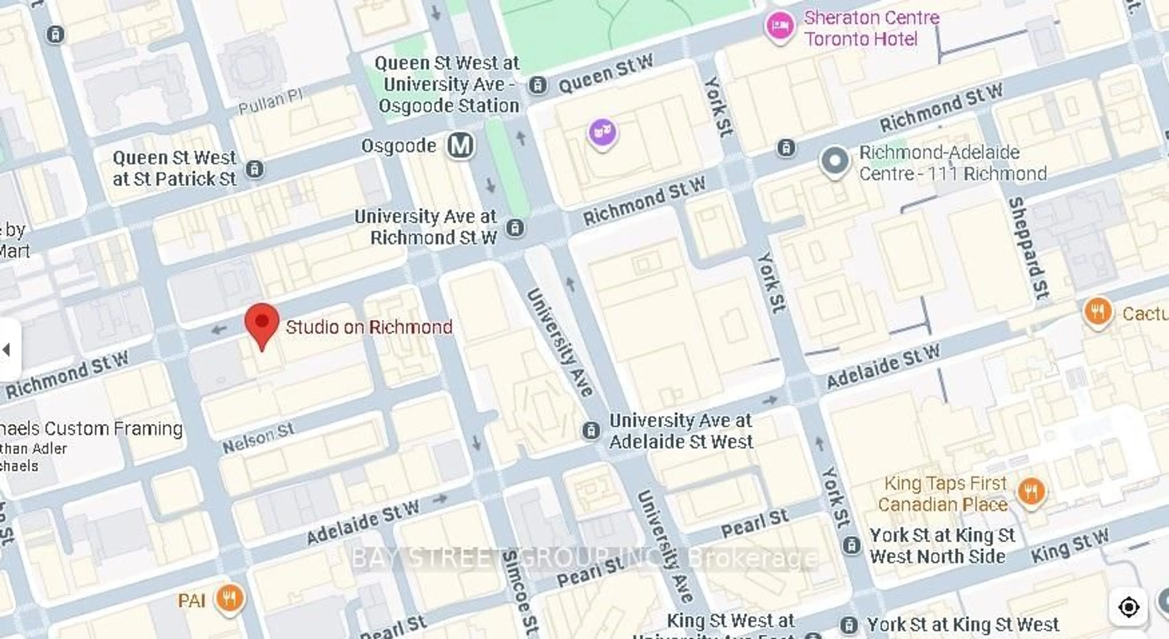 Picture of a map for 199 Richmond St #203, Toronto Ontario M5V 0H4