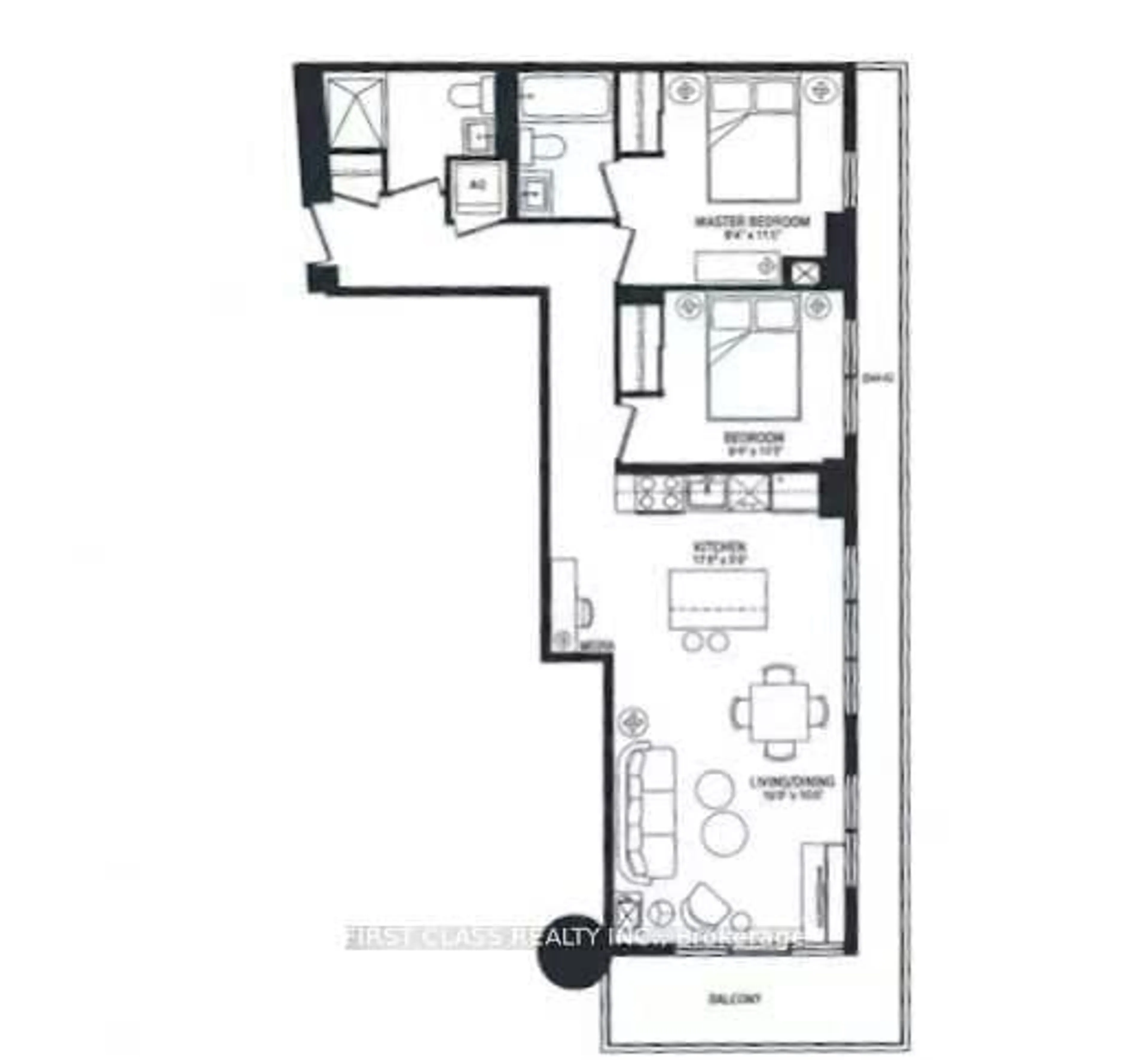 Floor plan for 200 Bloor St #1405, Toronto Ontario M5S 0B1