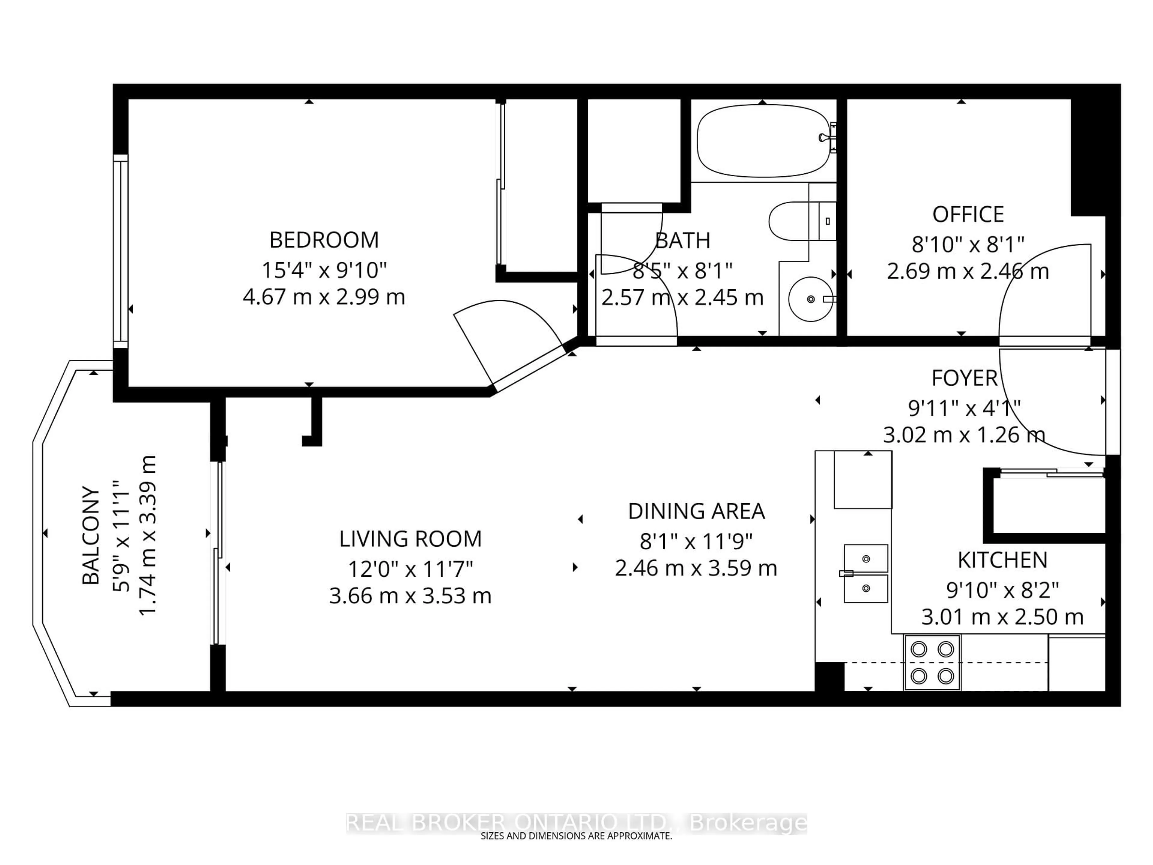 Floor plan for 2 Clairtrell Rd #609, Toronto Ontario M2N 7H5
