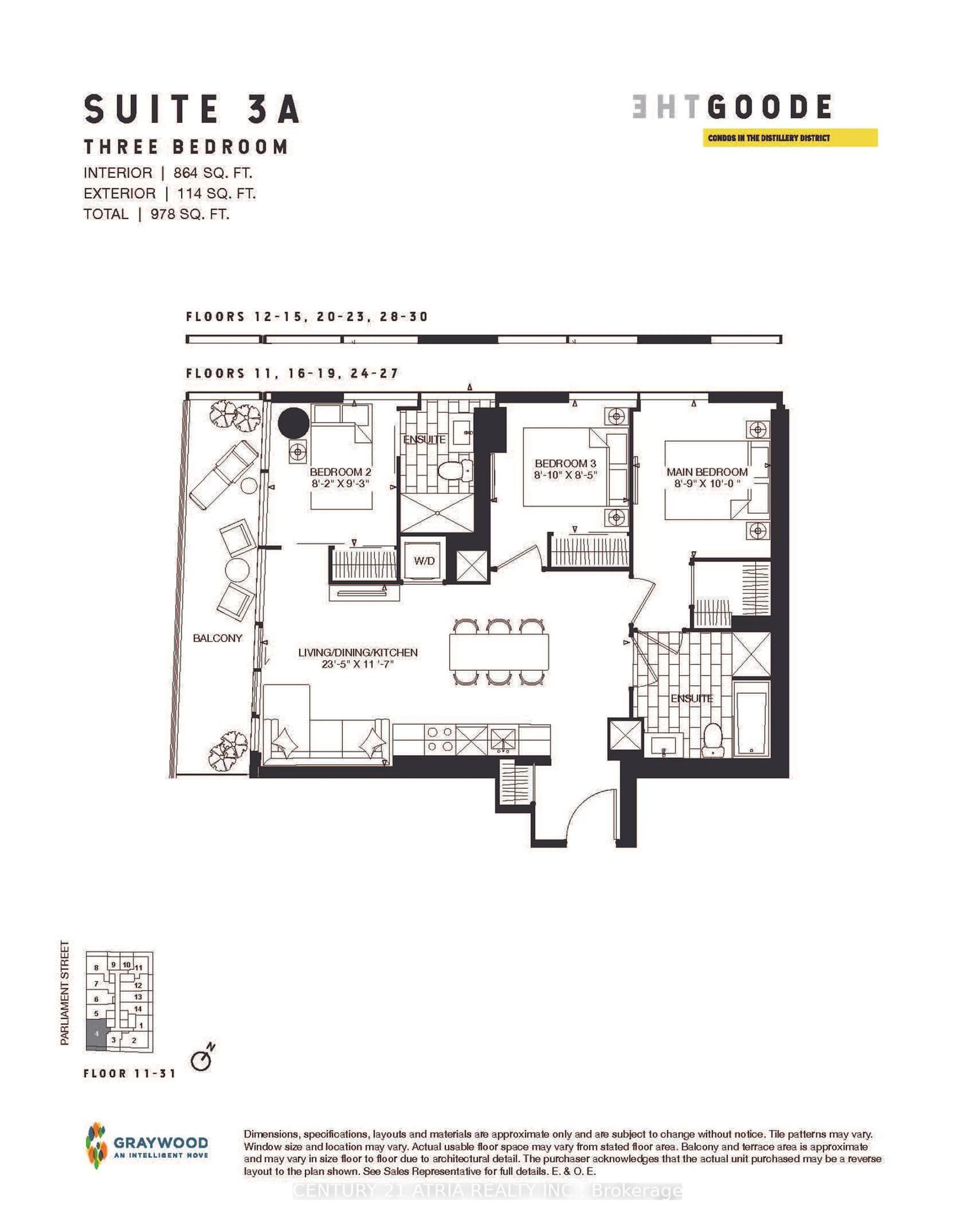 Floor plan for 35 Parliament St #1804, Toronto Ontario M5A 0Z5
