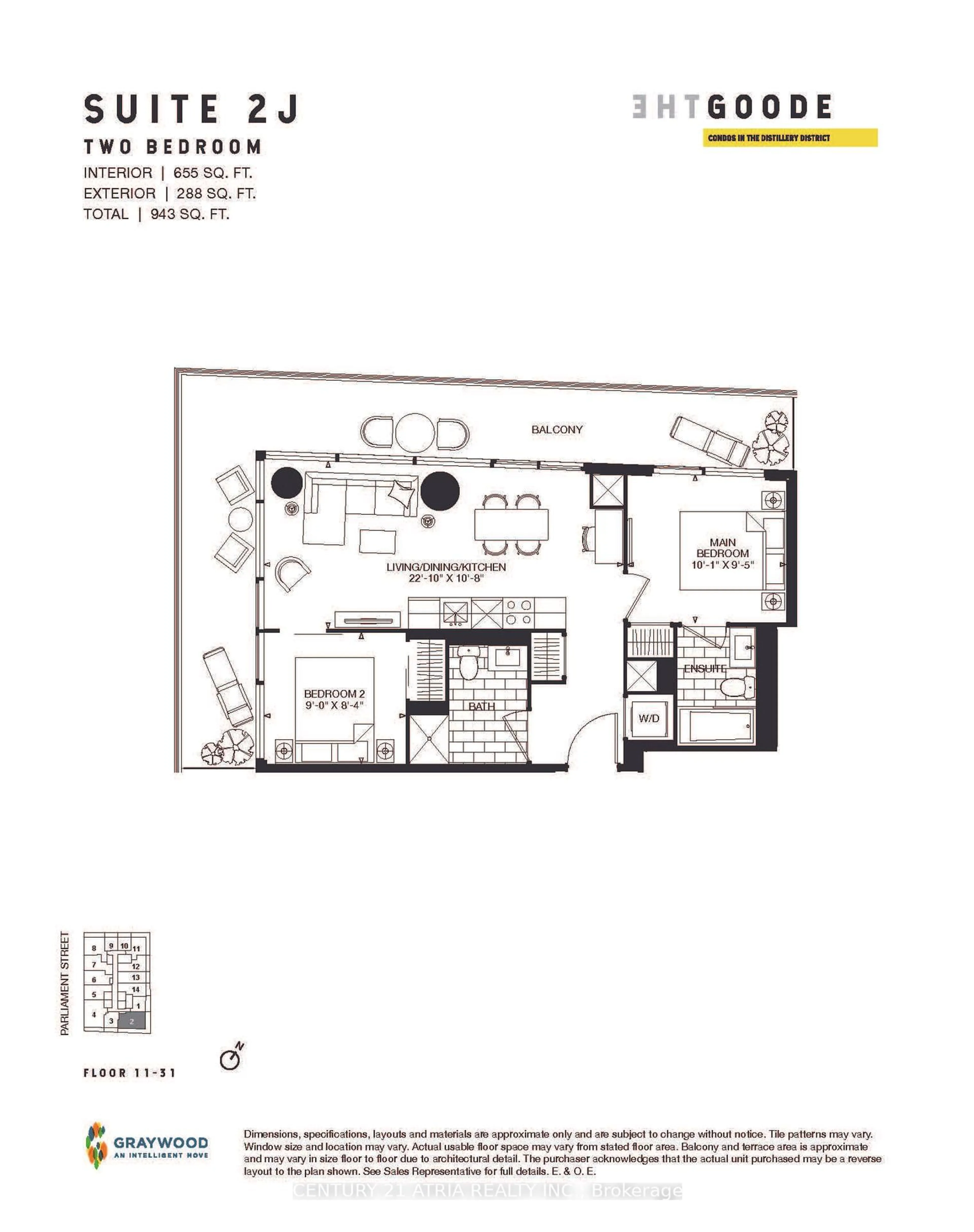 Floor plan for 35 Parliament St #2802, Toronto Ontario M5A 0Z5