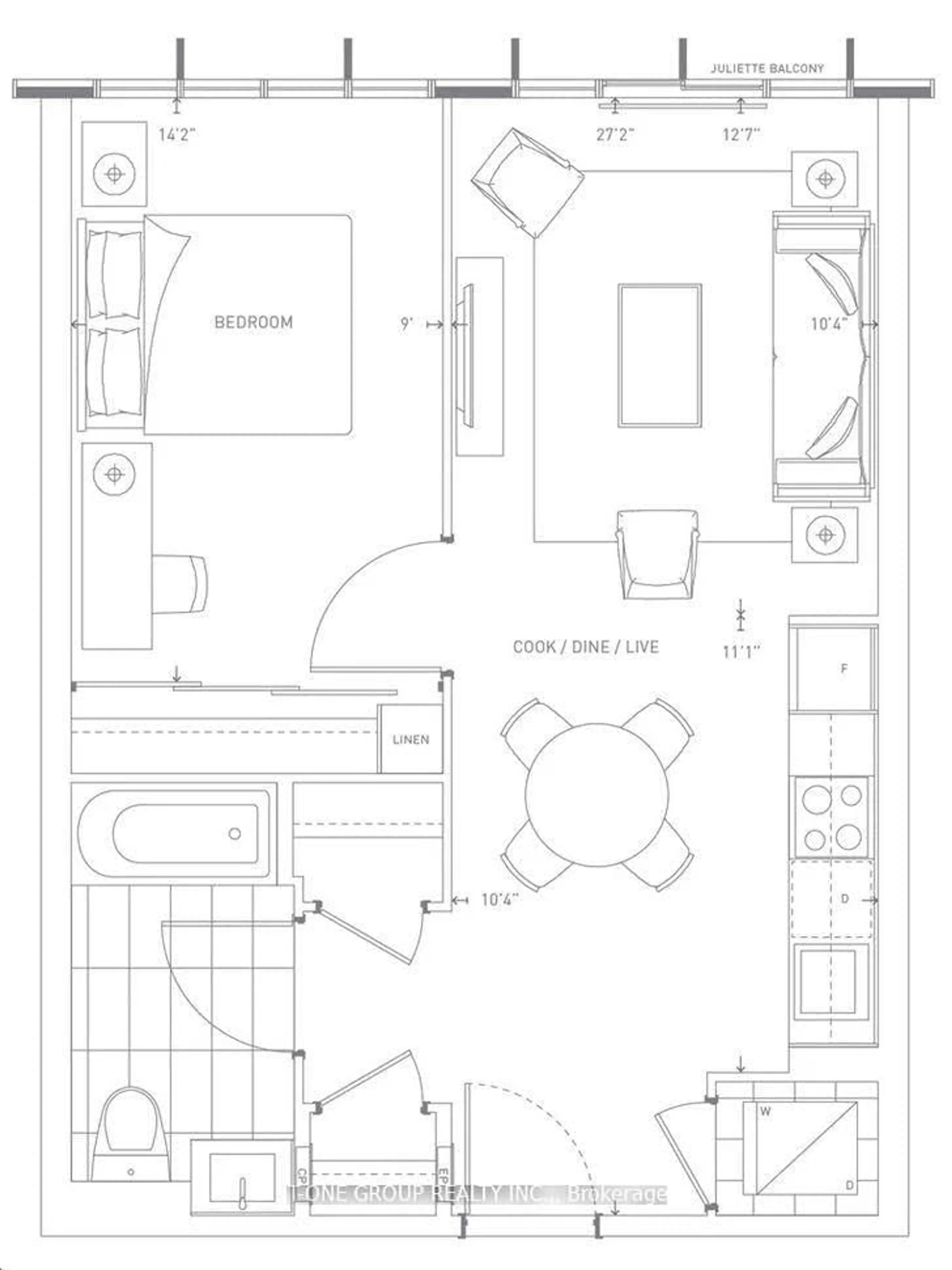 Floor plan for 50 Mccaul St #513, Toronto Ontario M5T 1V9
