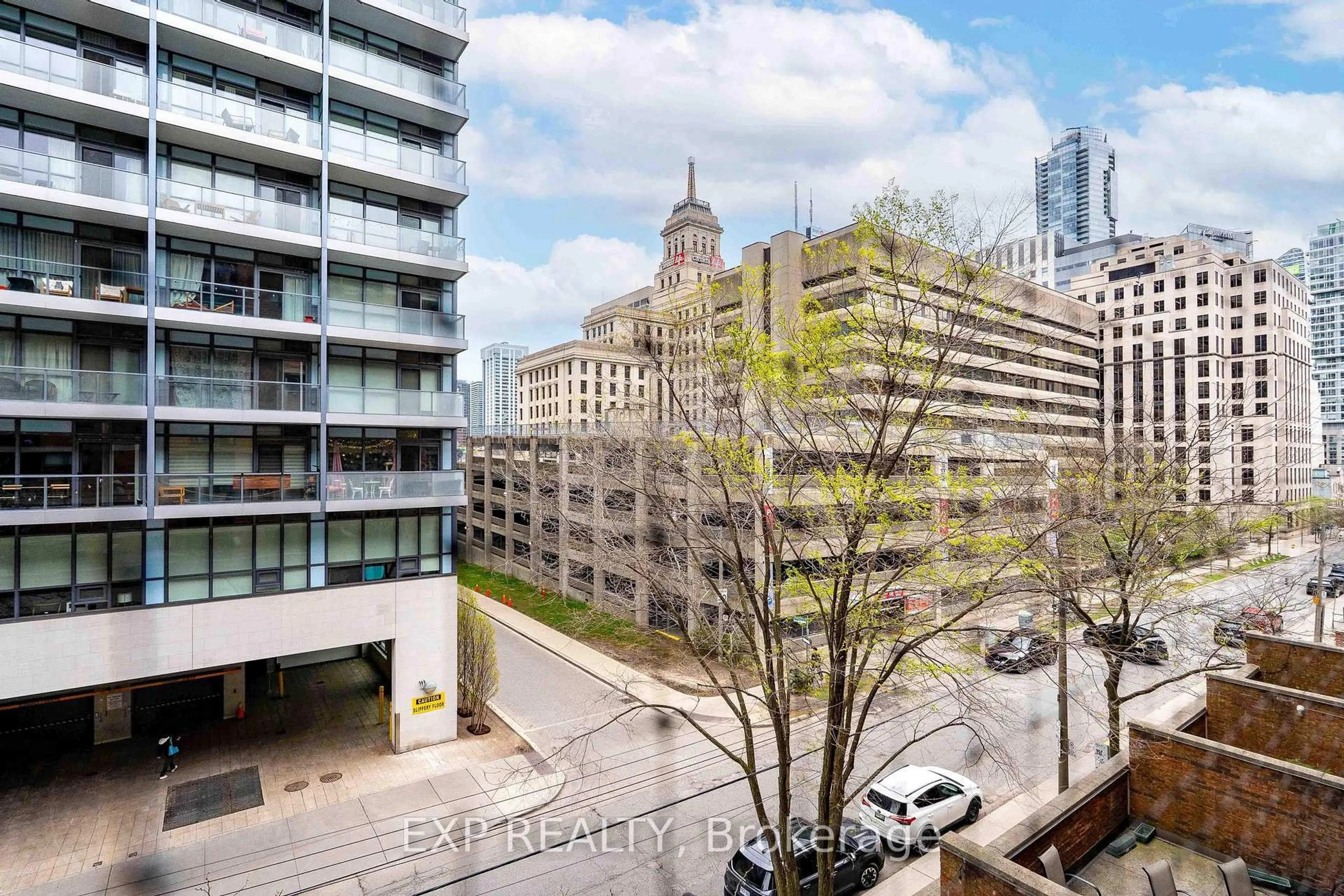 A pic from outside/outdoor area/front of a property/back of a property/a pic from drone, city buildings view from balcony for 60 St Patrick St #435, Toronto Ontario M5T 2X5