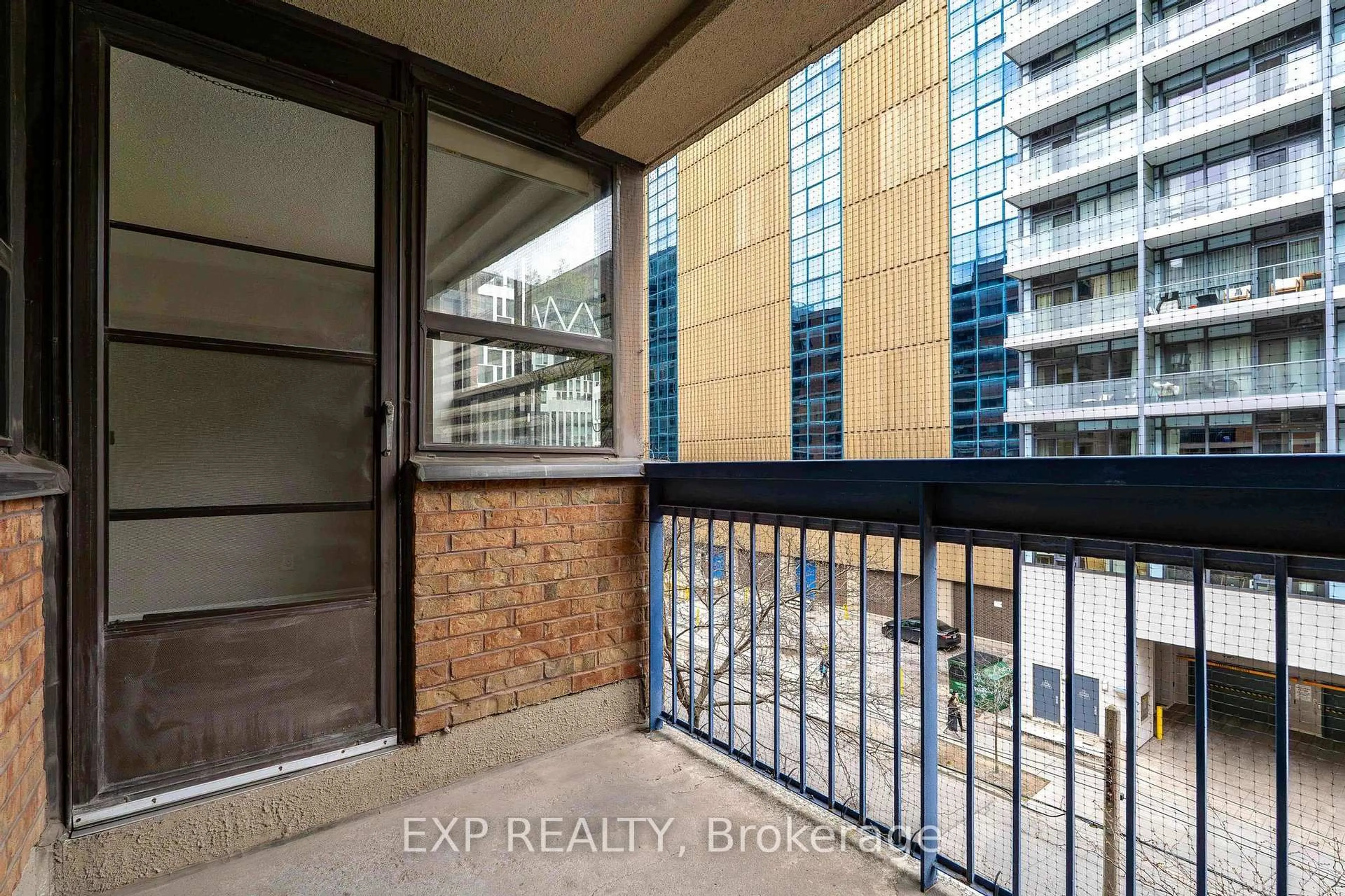 Balcony in the apartment, city buildings view from balcony for 60 St Patrick St #435, Toronto Ontario M5T 2X5