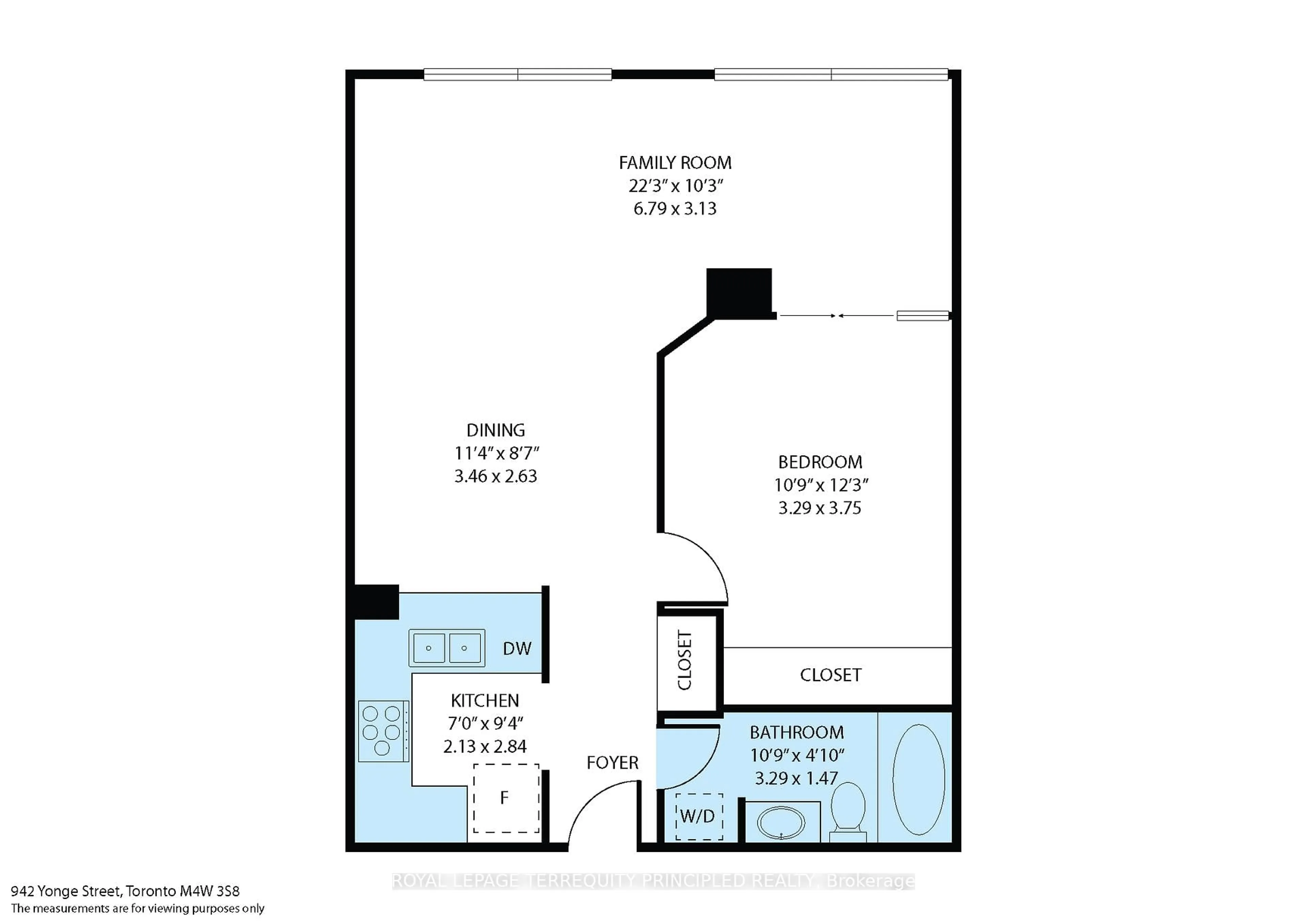 Floor plan for 942 Yonge St #418, Toronto Ontario M4W 3S8