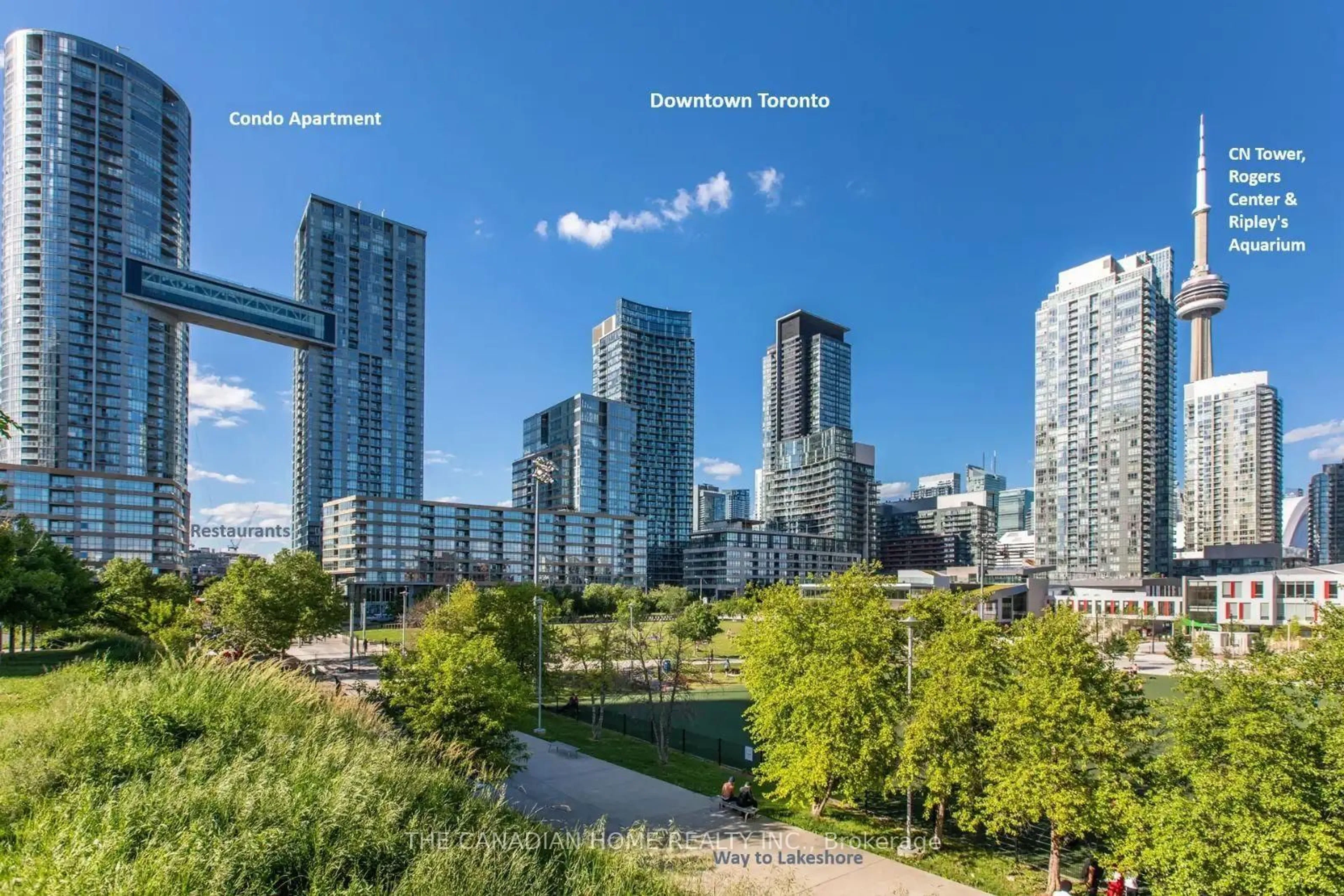 A pic from outside/outdoor area/front of a property/back of a property/a pic from drone, city buildings view from balcony for 21 Iceboat Terr #1605, Toronto Ontario M5V 4A9