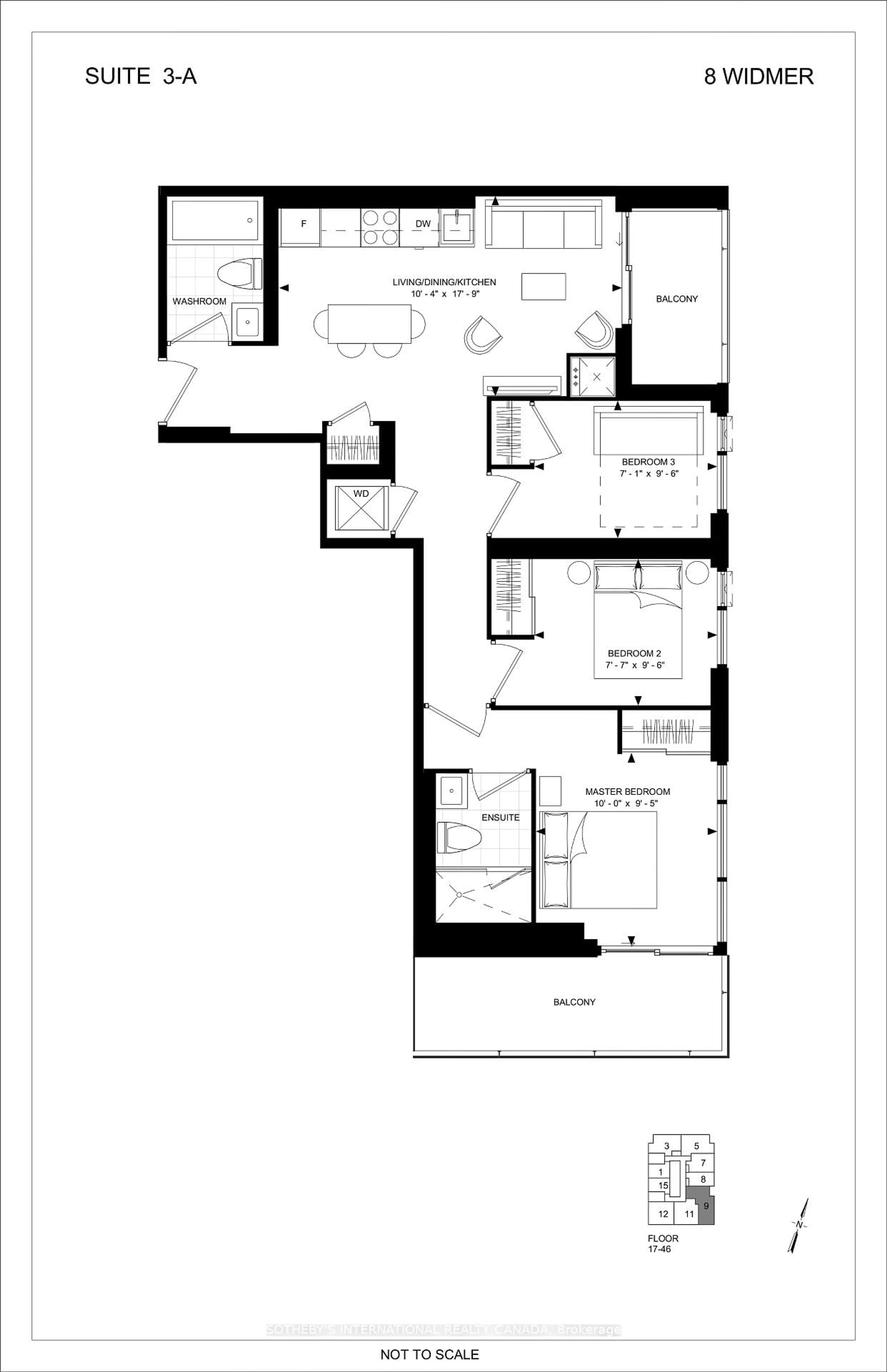 Floor plan for 8 Widmer St #3209, Toronto Ontario M5V 0W6