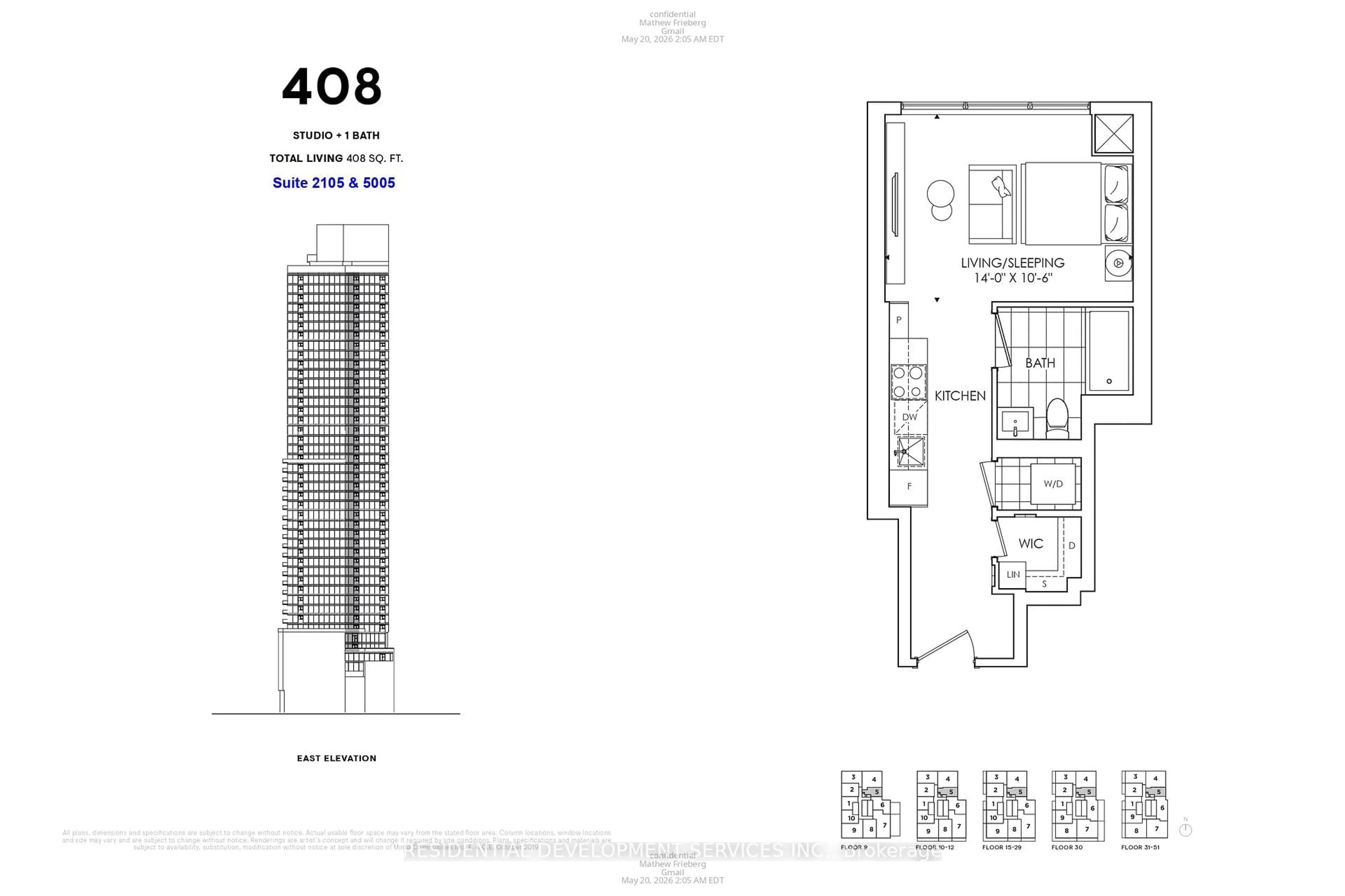 Floor plan for 89 Church St #2105, Toronto Ontario M5C 0B7