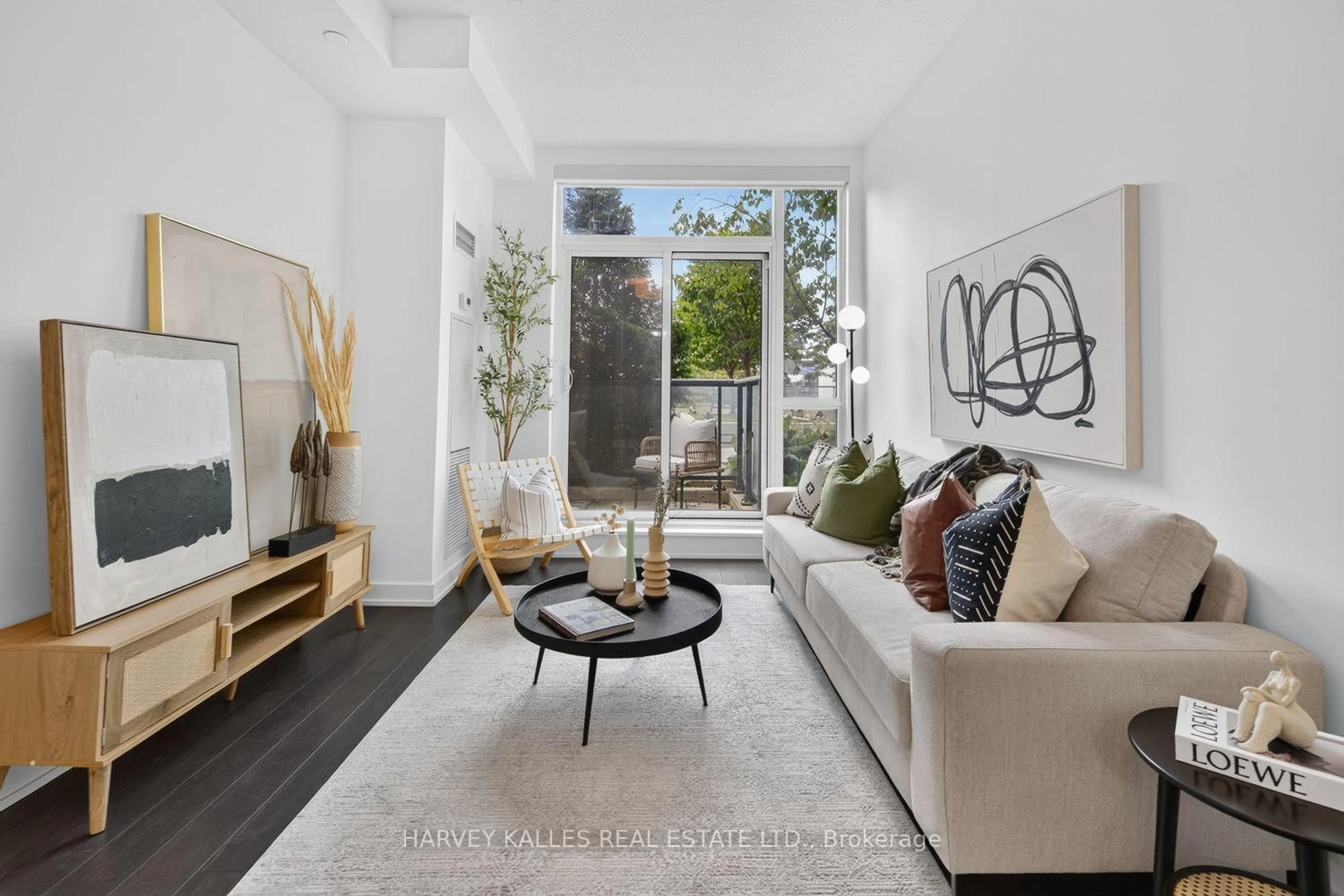 Living room with furniture, unknown for 1603 Eglinton Ave #214, Toronto Ontario M6E 0A1