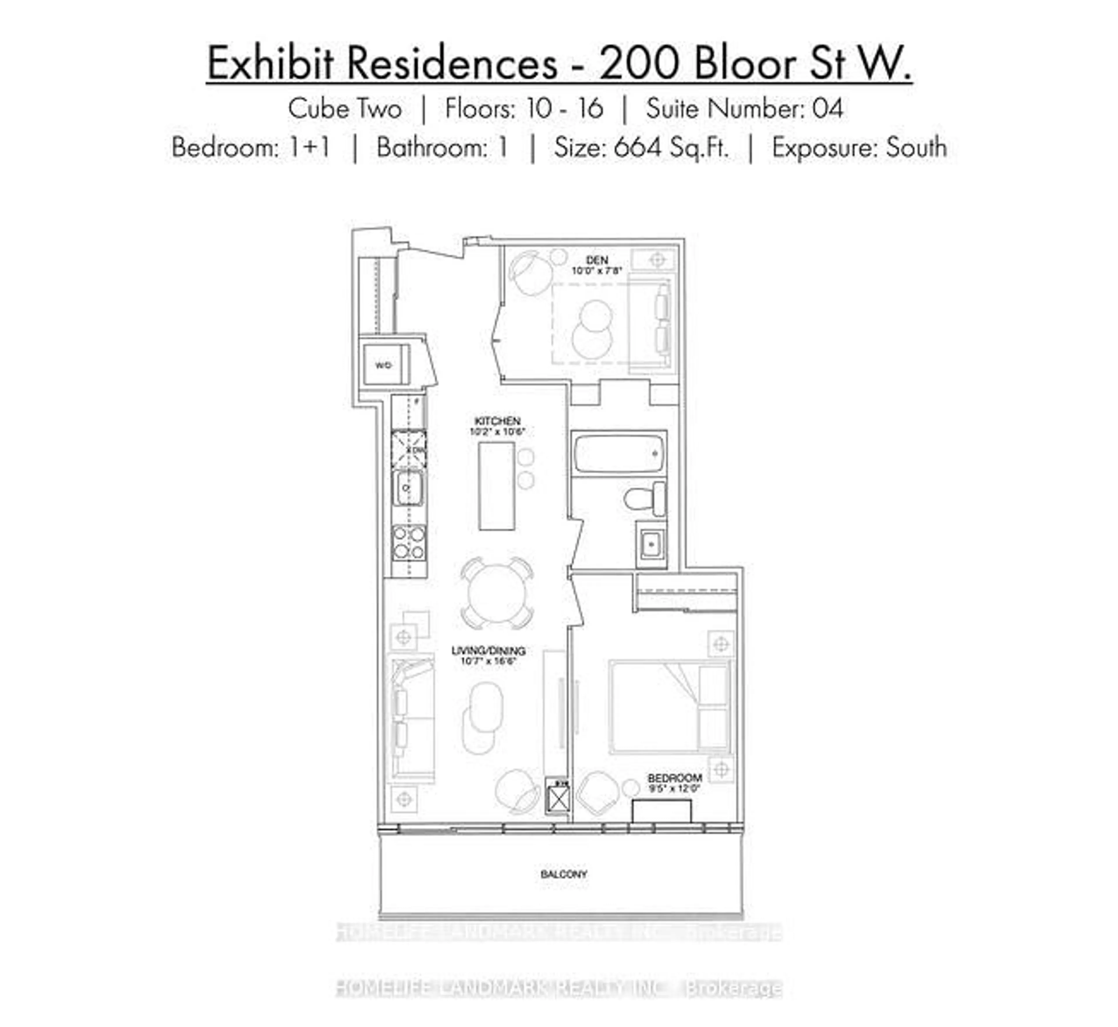 Floor plan for 200 Bloor St #1004, Toronto Ontario M5S 1T8