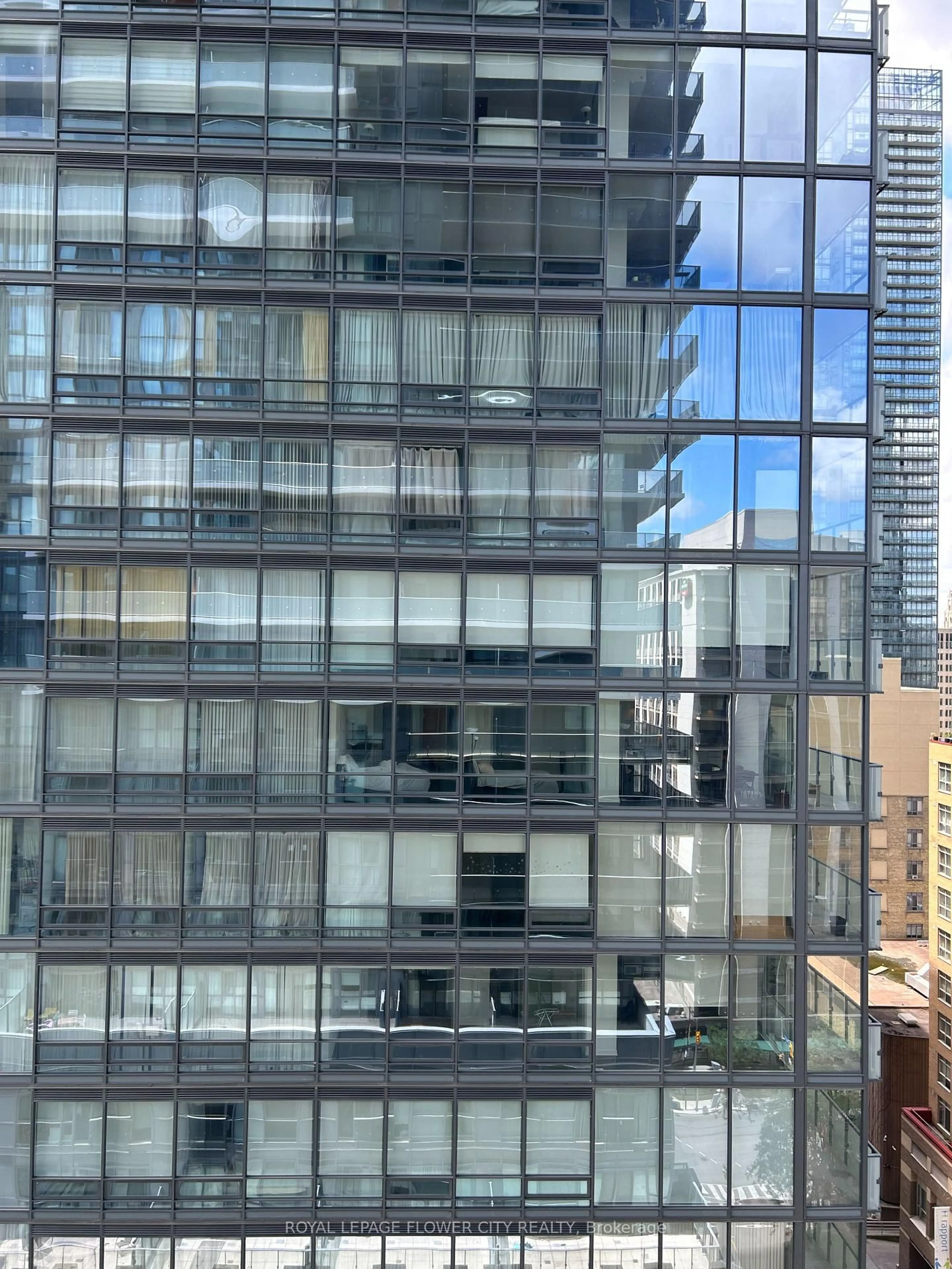 Balcony in the apartment, city buildings view from balcony for 7 Grenville St #1602, Toronto Ontario M4Y 0E9