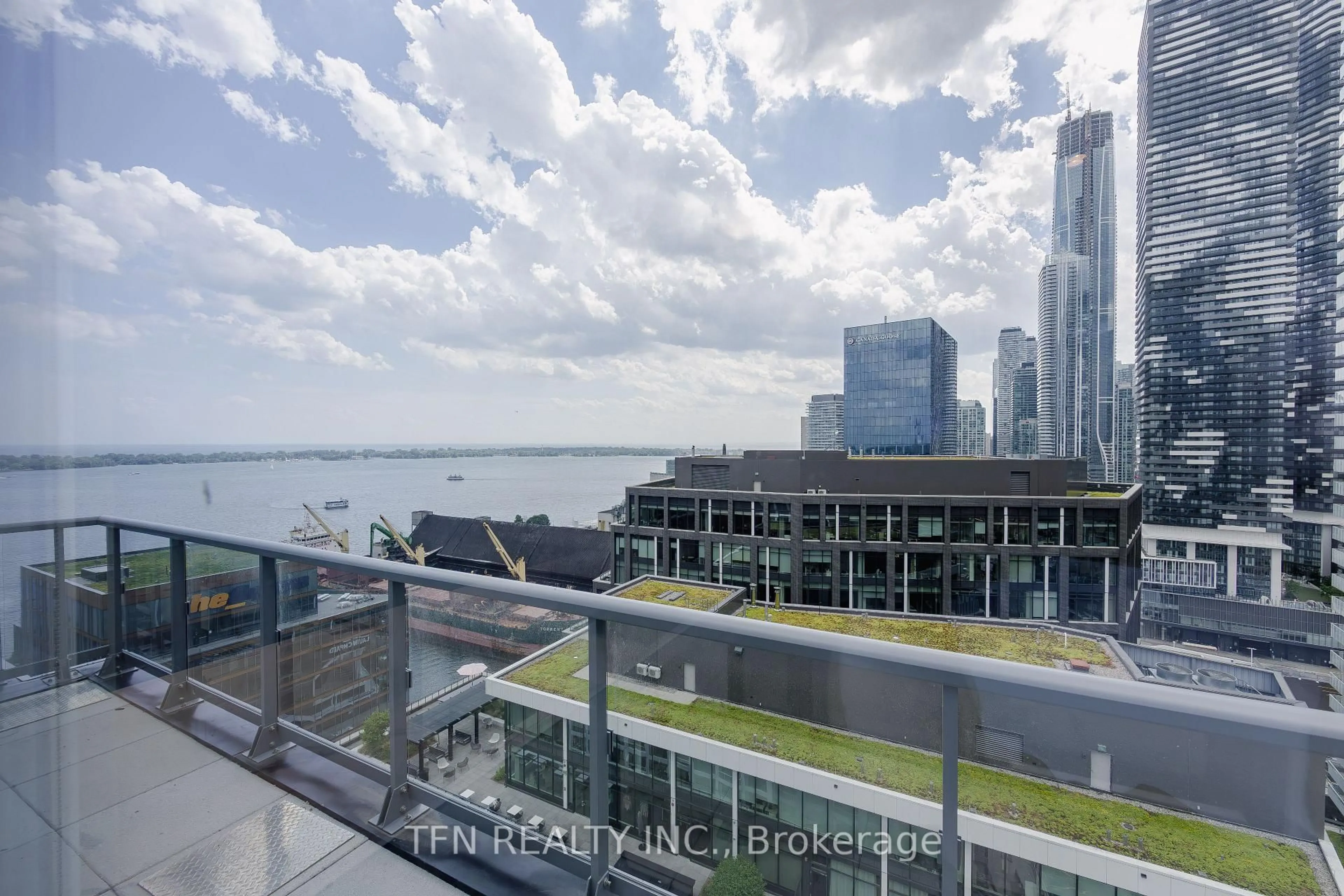 Balcony in the apartment, city buildings view from balcony for 15 Richardson St #2116, Toronto Ontario M5A 0Y5