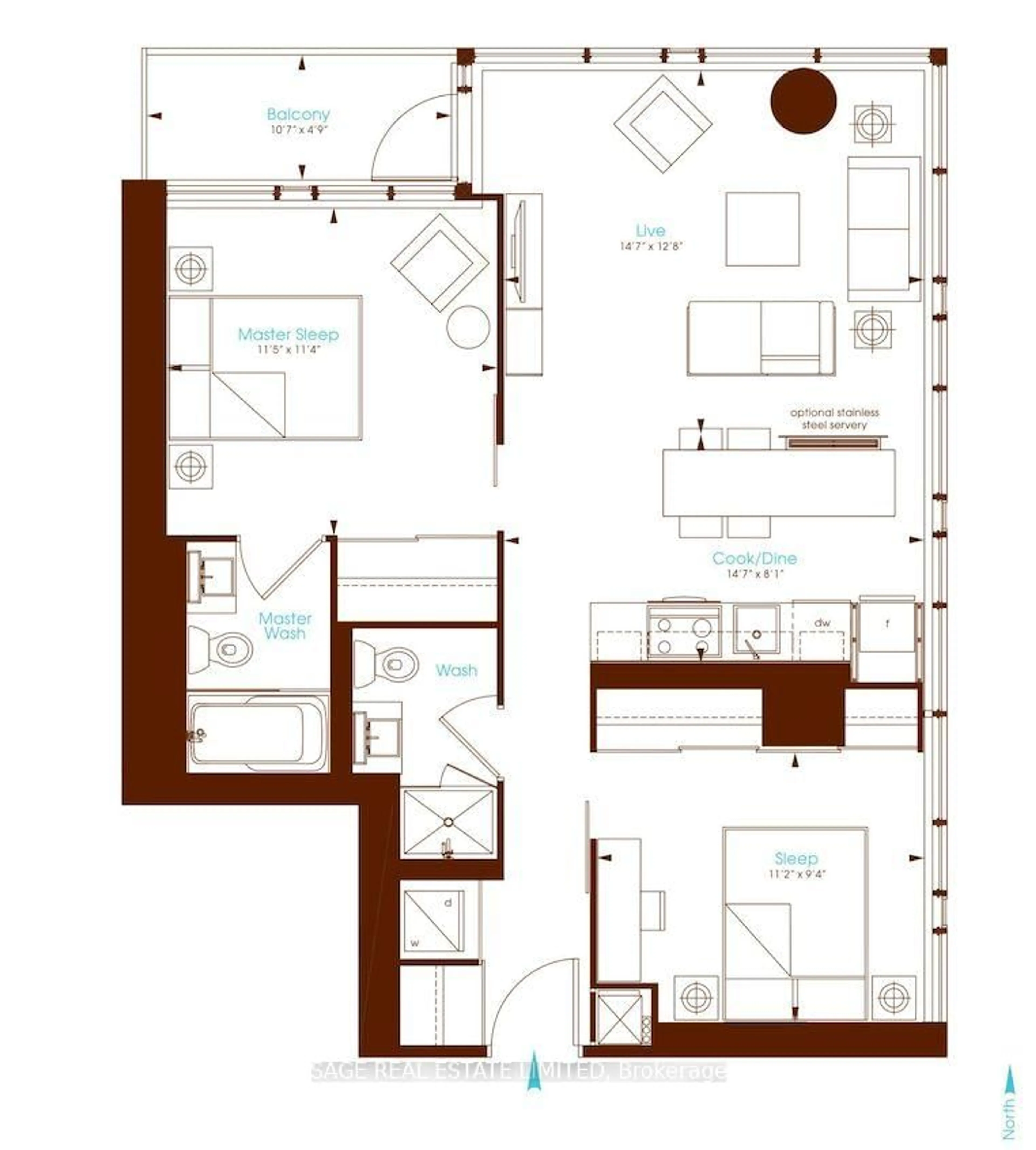 Floor plan for 8 Charlotte St #902, Toronto Ontario M5V 0K4