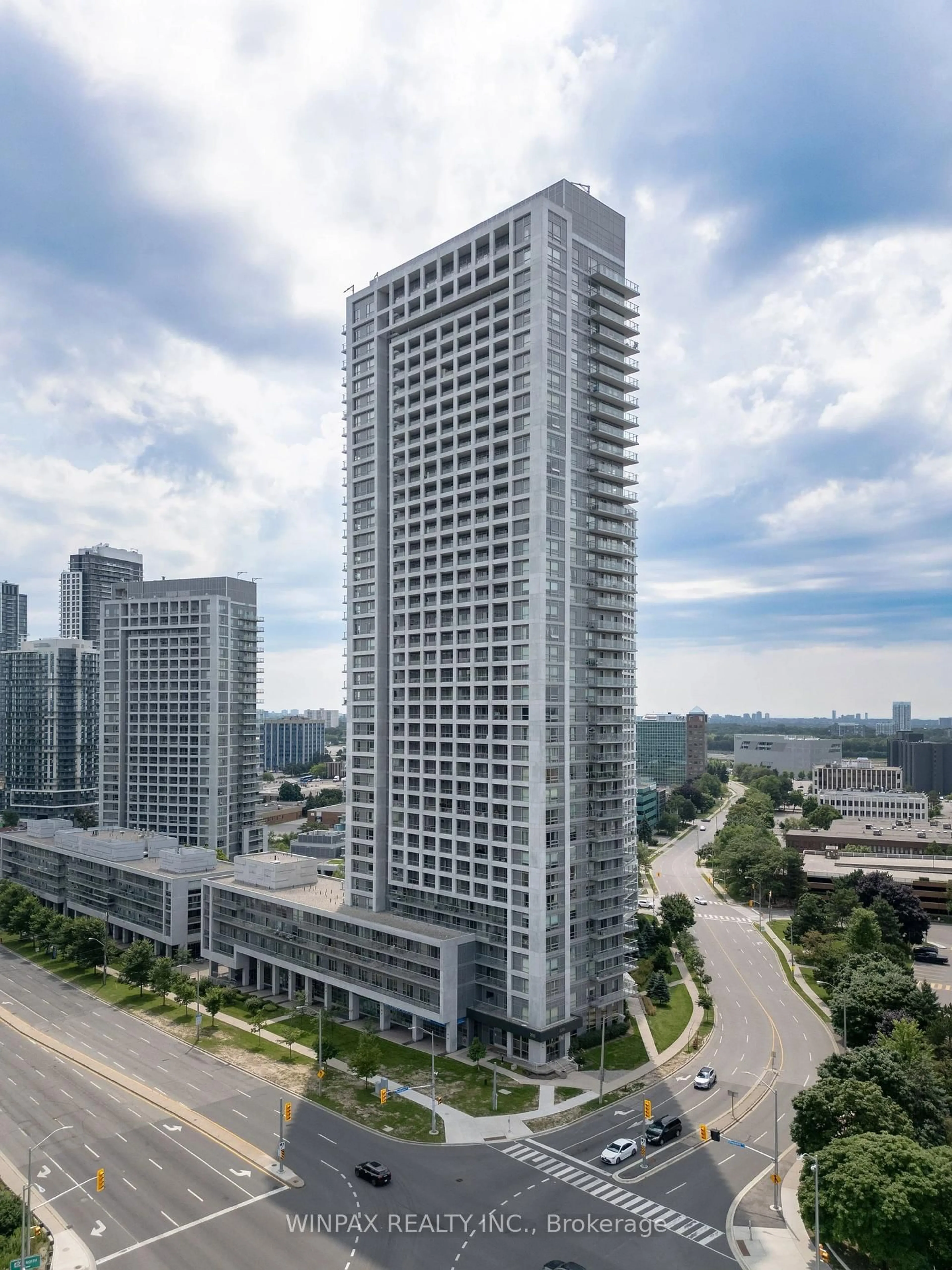 A pic from outside/outdoor area/front of a property/back of a property/a pic from drone, city buildings view from balcony for 2015 Sheppard Ave #1806, Toronto Ontario M2J 1W6