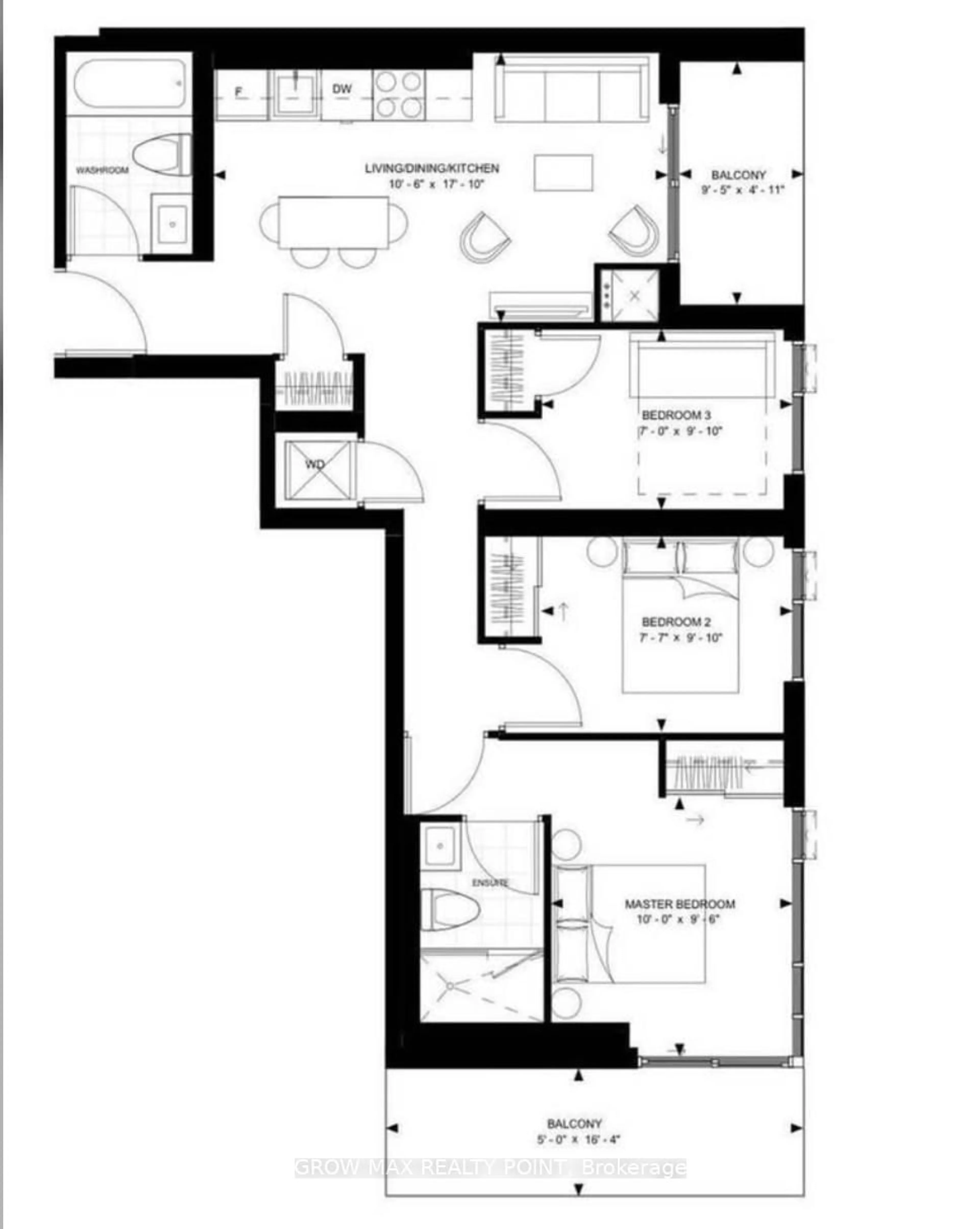 Floor plan for 8 Widmer St #3409, Toronto Ontario M5V 0W6