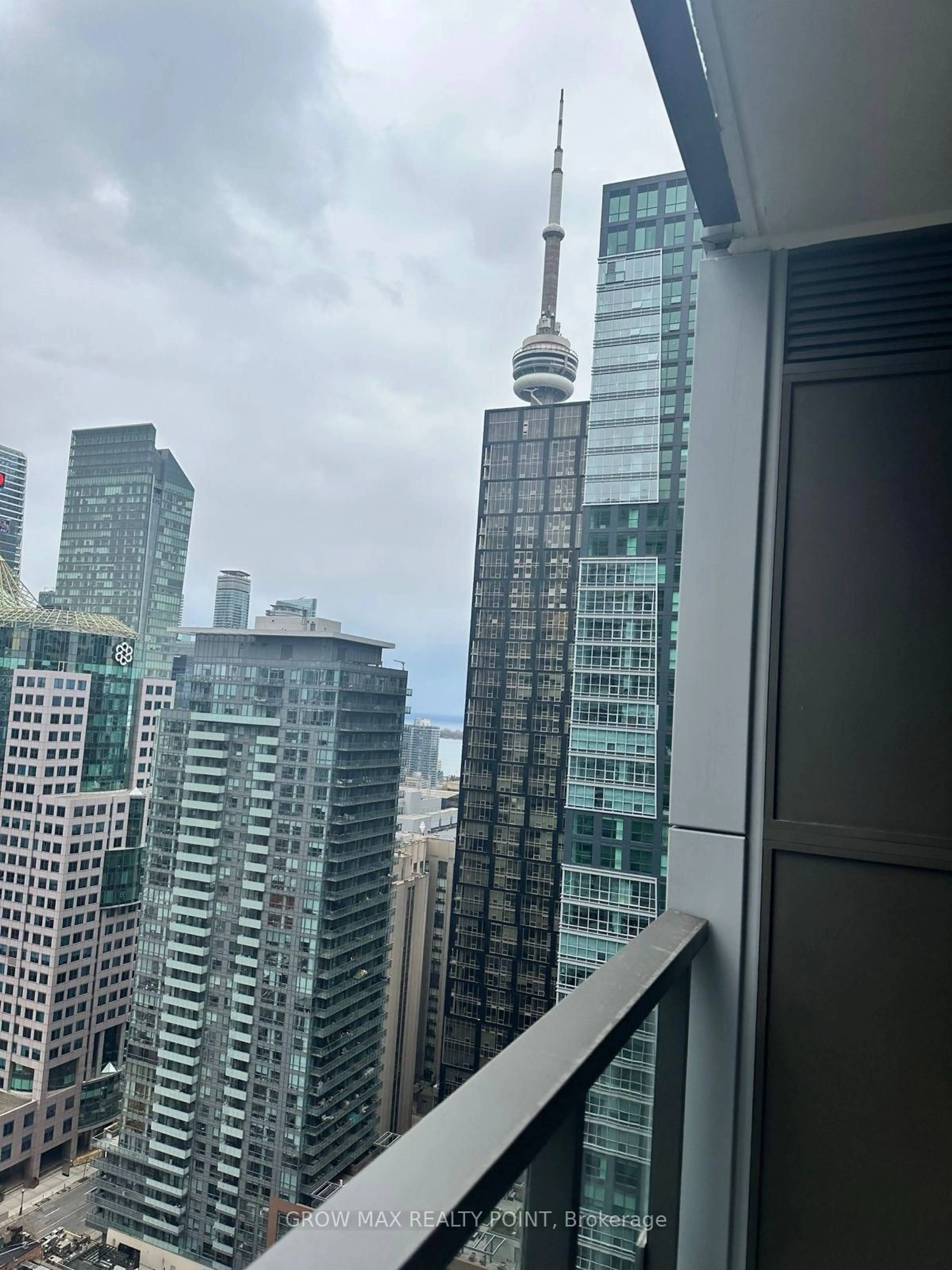 Balcony in the apartment, city buildings view from balcony for 8 Widmer St #3409, Toronto Ontario M5V 0W6