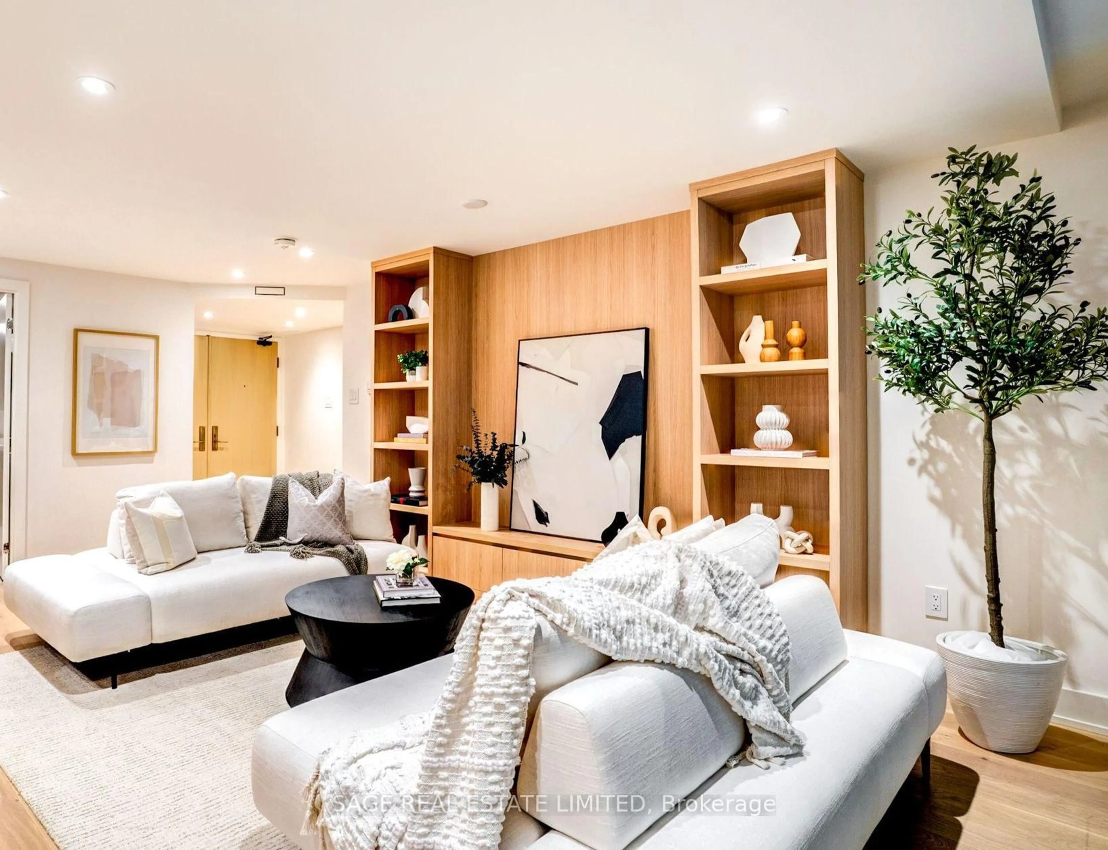 Living room with furniture, wood/laminate floor for 3900 Yonge St #408, Toronto Ontario M4N 3N6