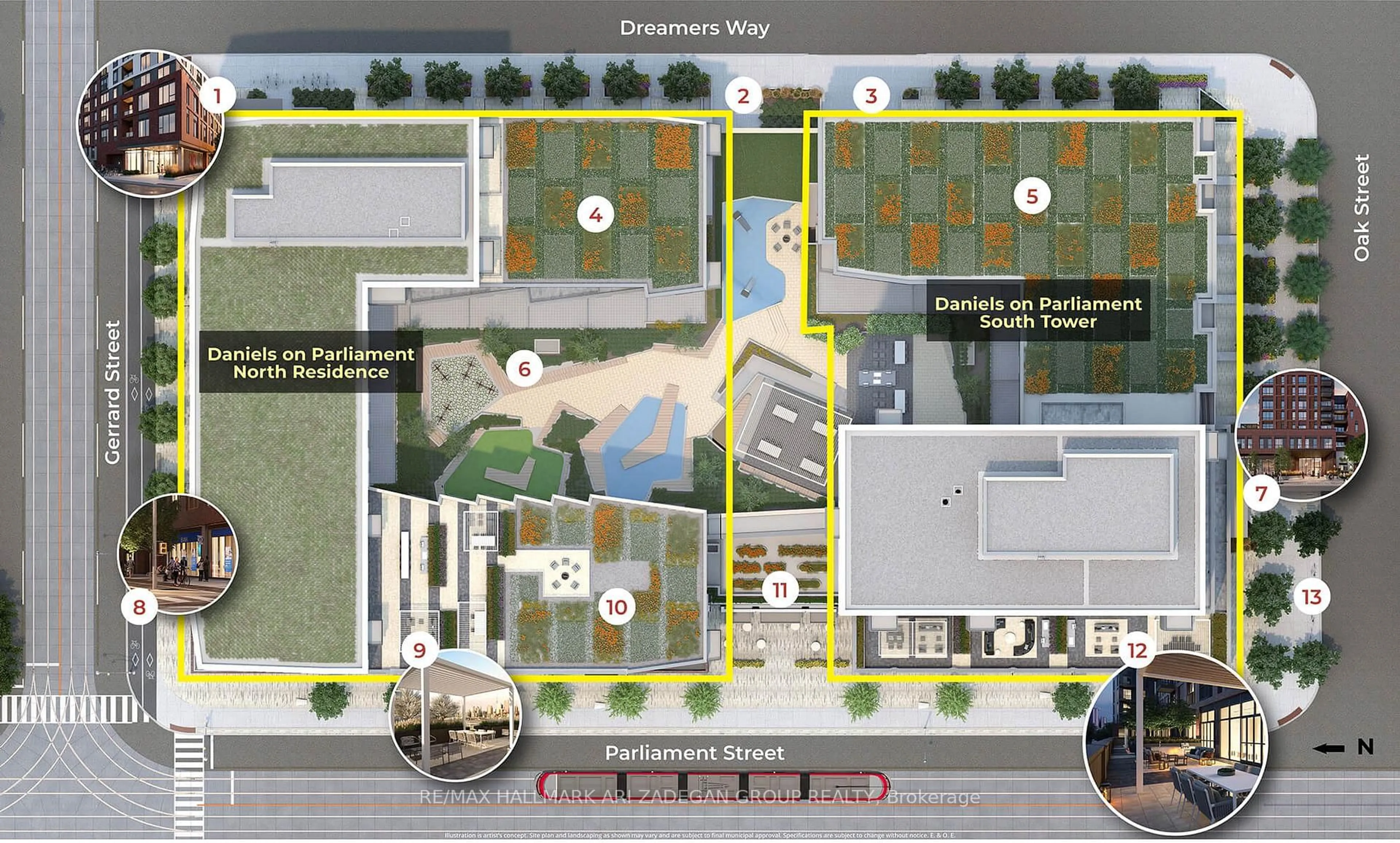 Picture of a map for 10 Oak St St #1310, Toronto Ontario M5A 0Z1