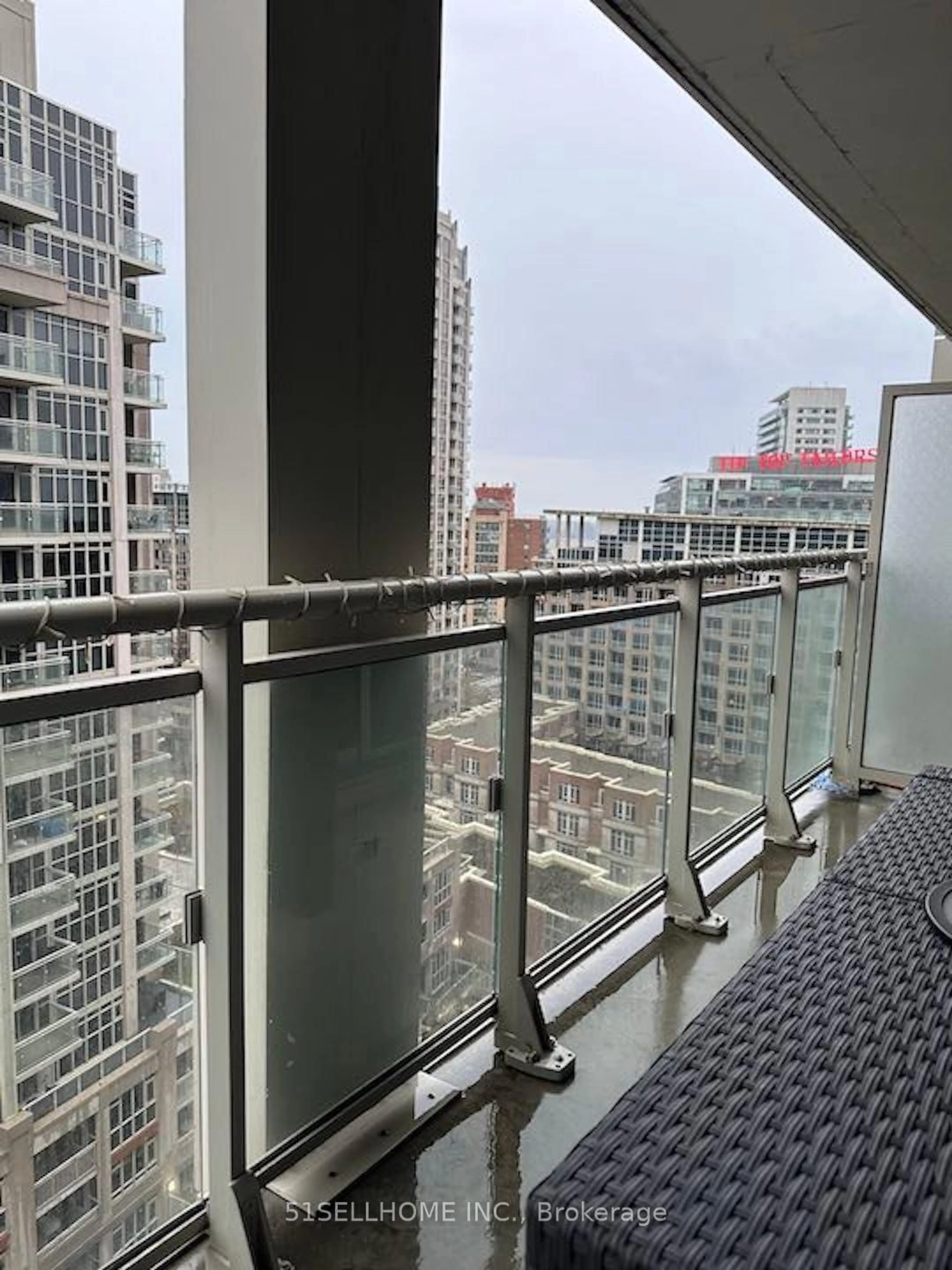 Balcony in the apartment, city buildings view from balcony for 35 Bastion St #1720, Toronto Ontario M5V 0C2
