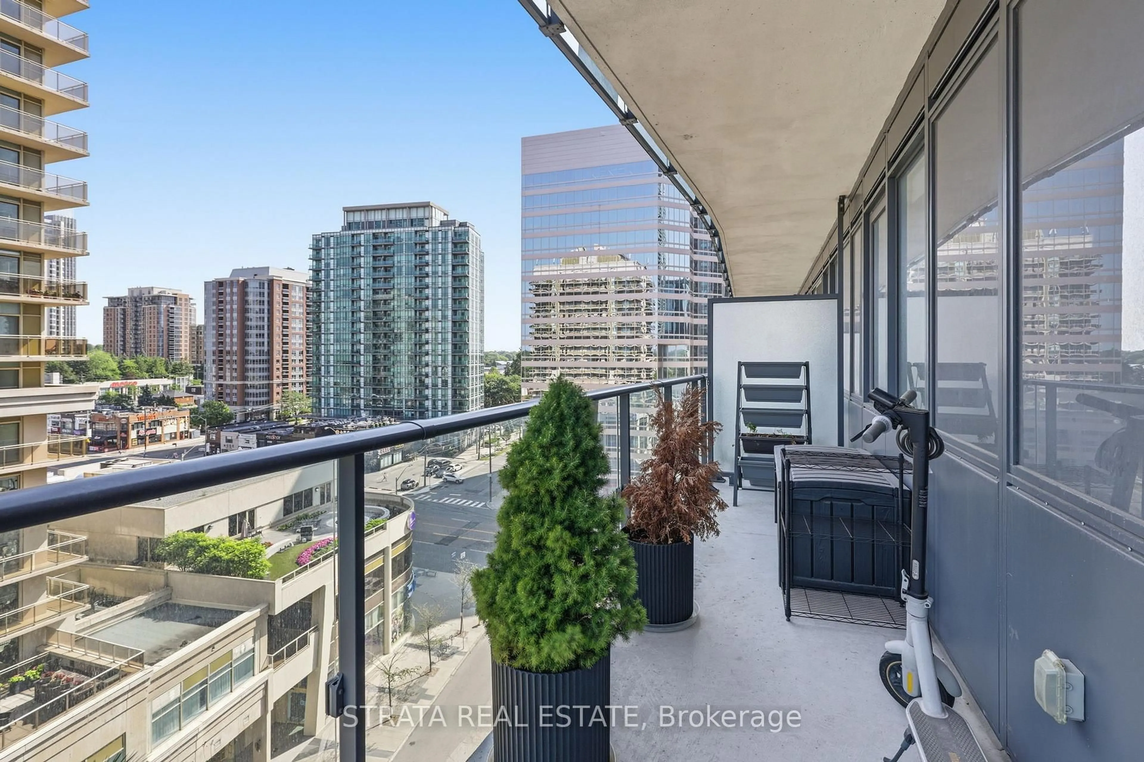 Balcony in the apartment, city buildings view from balcony for 15 ELLERSLIE Ave #708, Toronto Ontario M2N 0L7