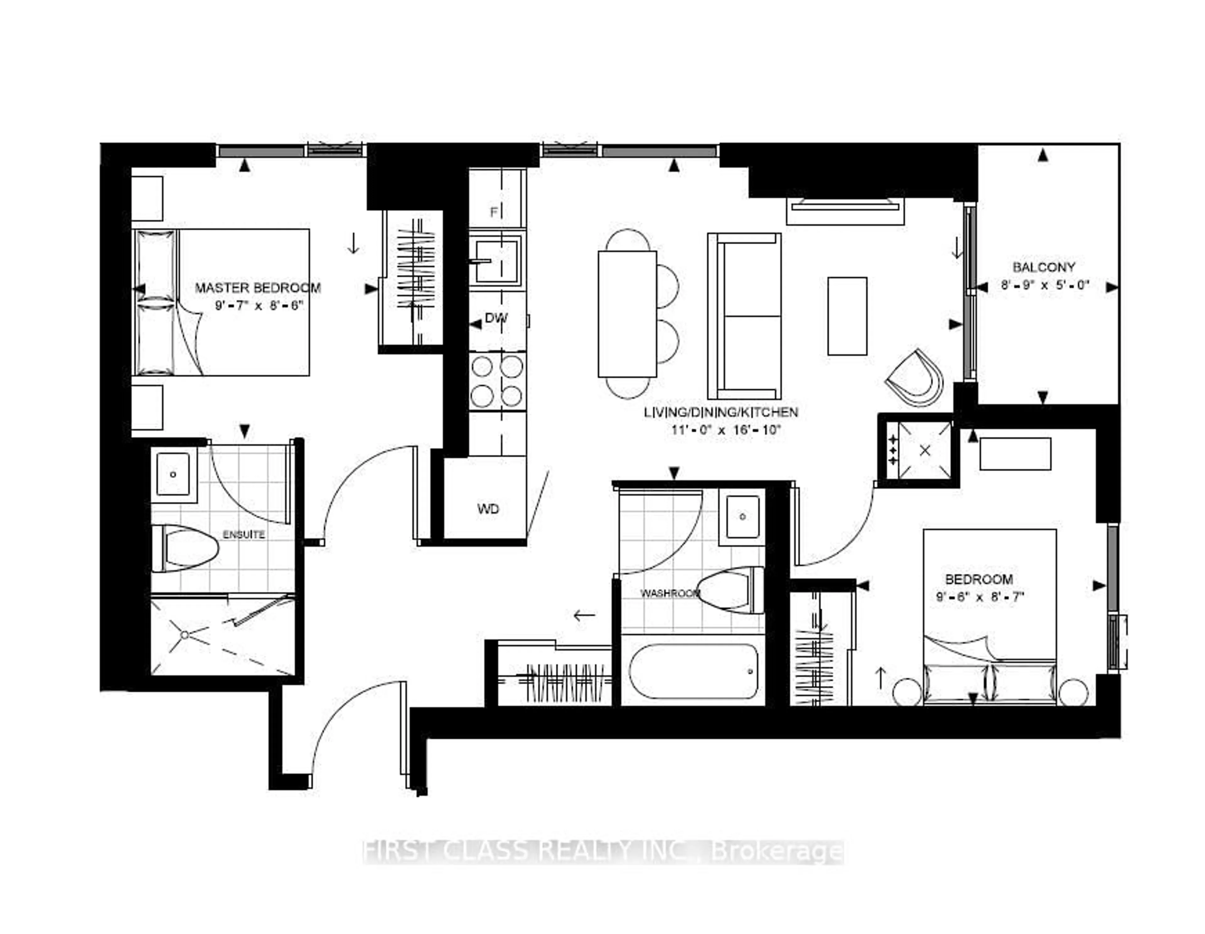 Floor plan for 8 Widmer St #3905, Toronto Ontario M5V 2E7