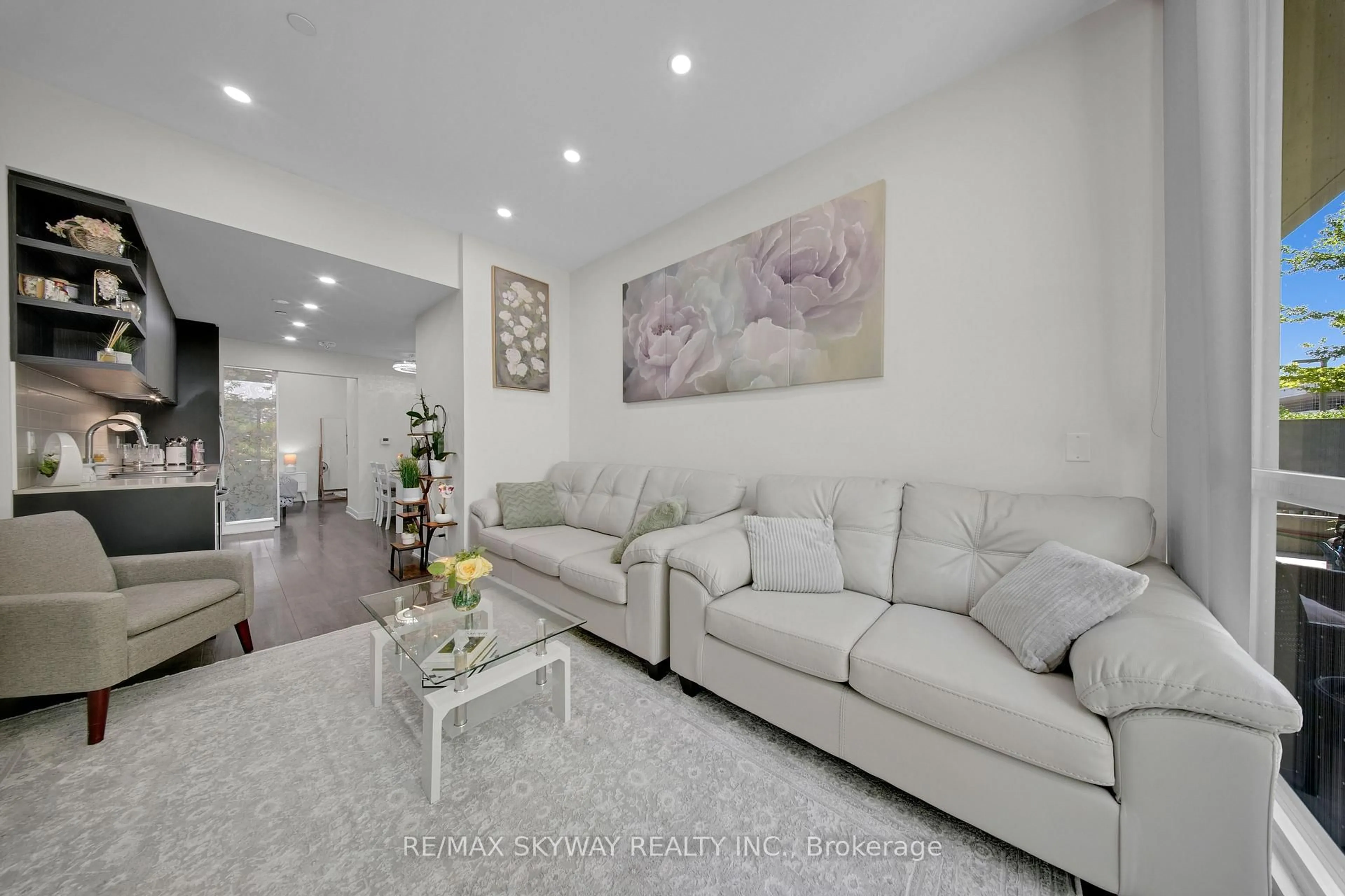 Living room with furniture, unknown for 6 sonic Way #103, Toronto Ontario M3C 0P1