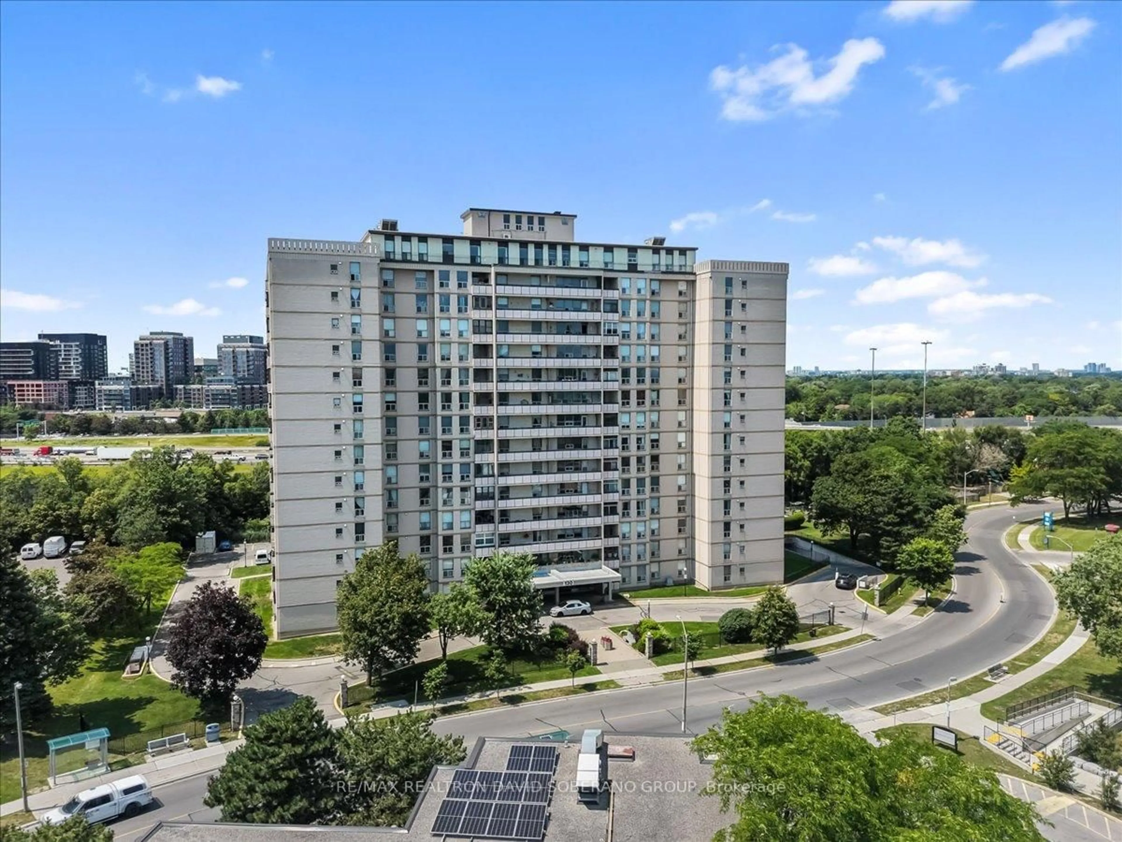 A pic from outside/outdoor area/front of a property/back of a property/a pic from drone, city buildings view from balcony for 130 Neptune Dr #601, Toronto Ontario M6A 1X5