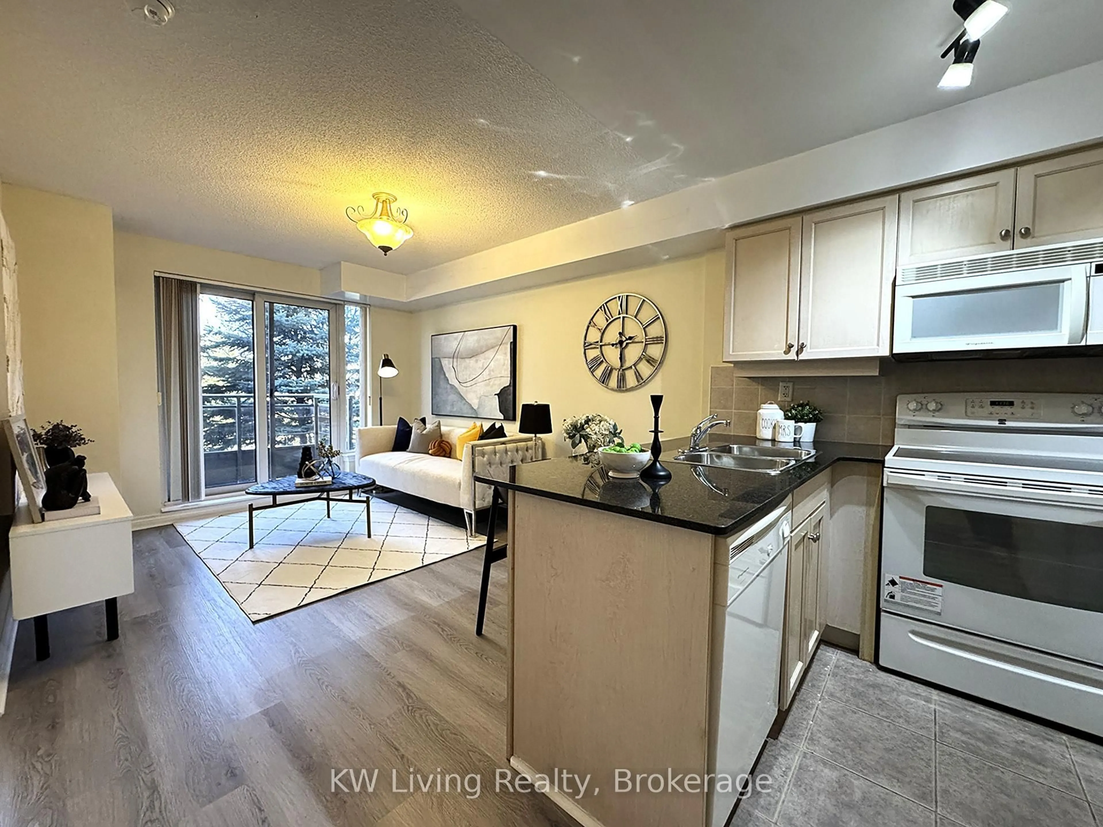 Open concept kitchen, wood/laminate floor for 19 Barberry Pl #204, Toronto Ontario M2K 3E3