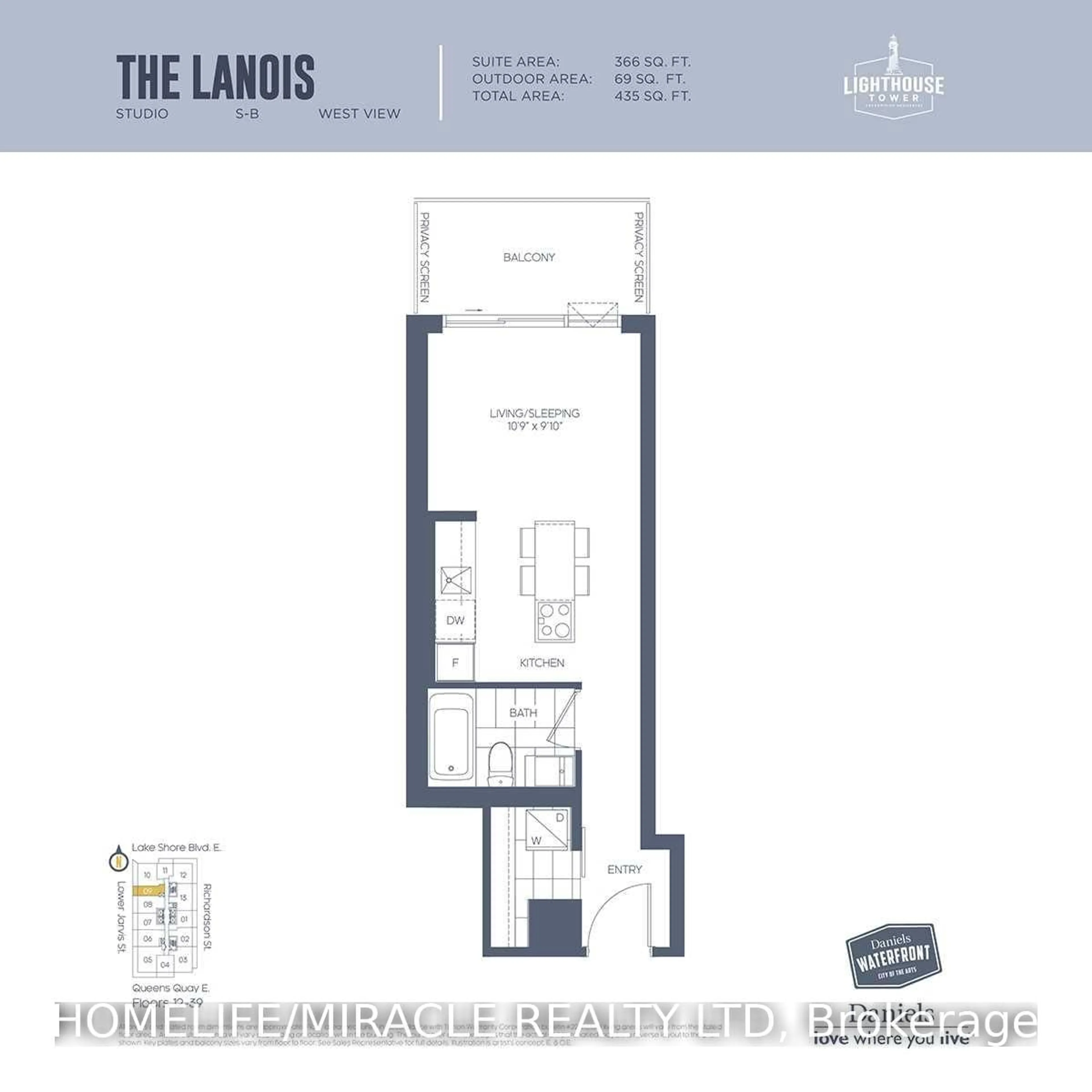 Floor plan for 15 Lower Jarvis St #3109, Toronto Ontario M5E 1R7