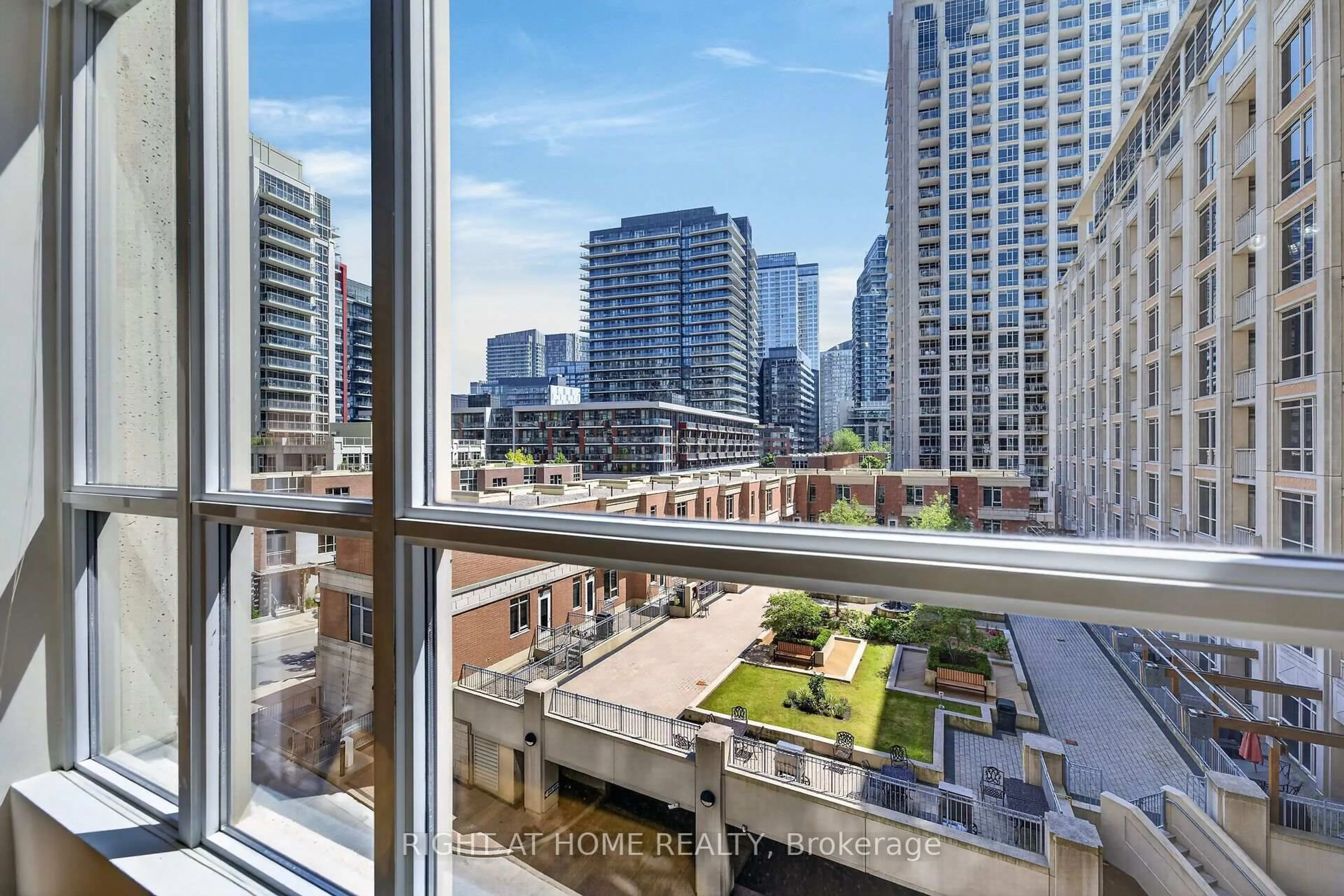 Balcony in the apartment, city buildings view from balcony for 628 Fleet St #509, Toronto Ontario M5V 1A8