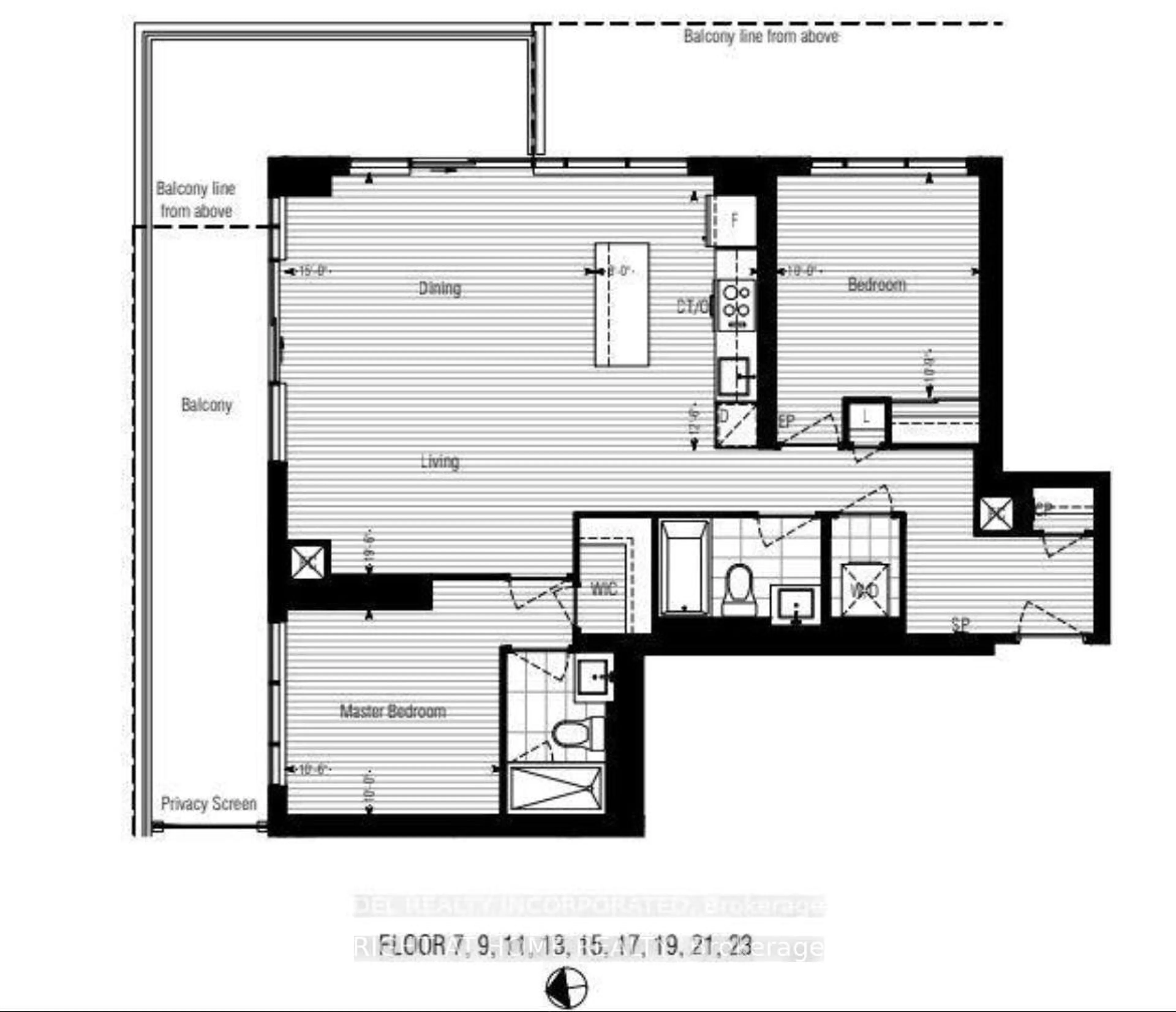 Floor plan for 20 Inn On The Park Dr #1531, Toronto Ontario M3C 0P8