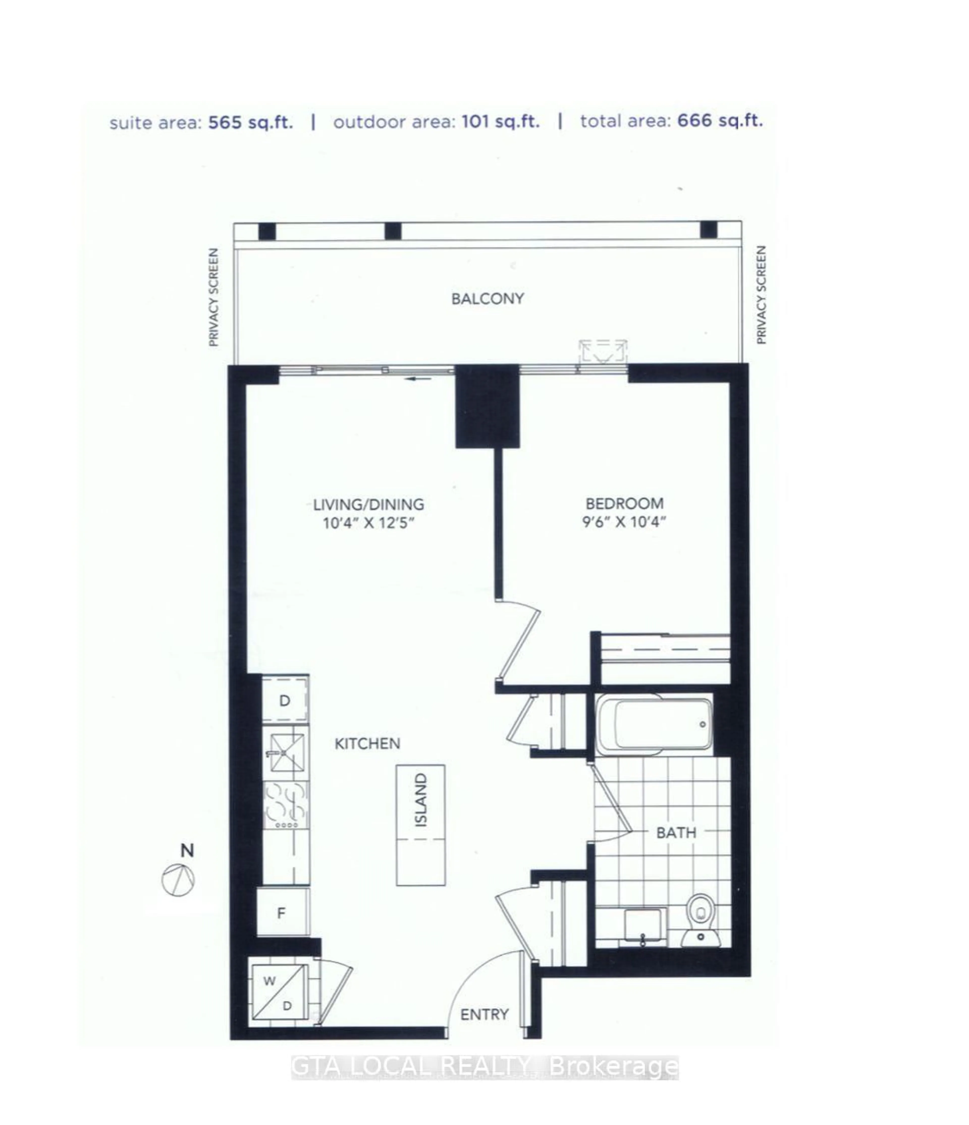 Floor plan for 34 Tubman Ave #406, Toronto Ontario M5A 0R2