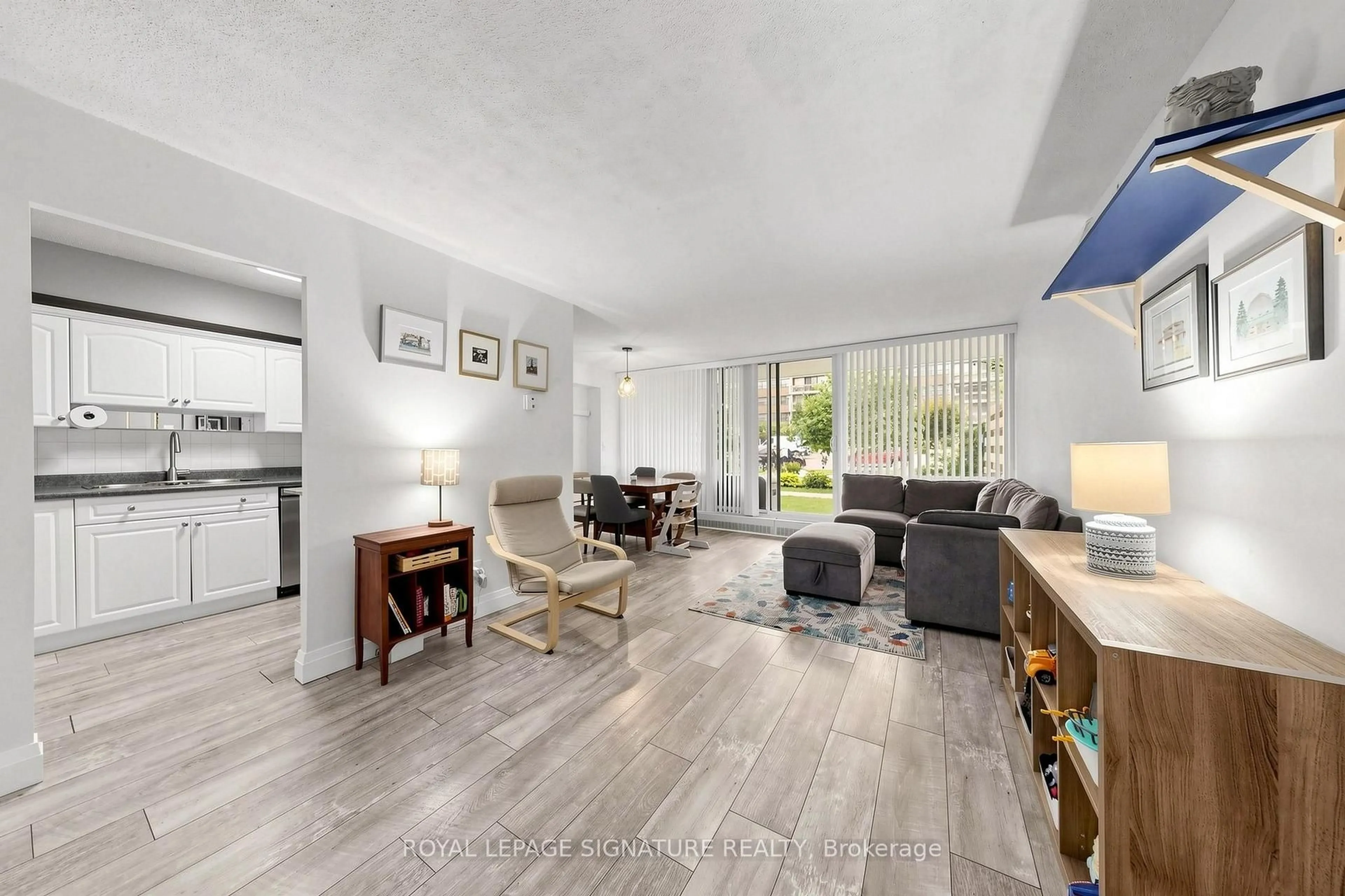 Living room with furniture, unknown for 1801 O'Connor Dr #116, Toronto Ontario M4A 2P8