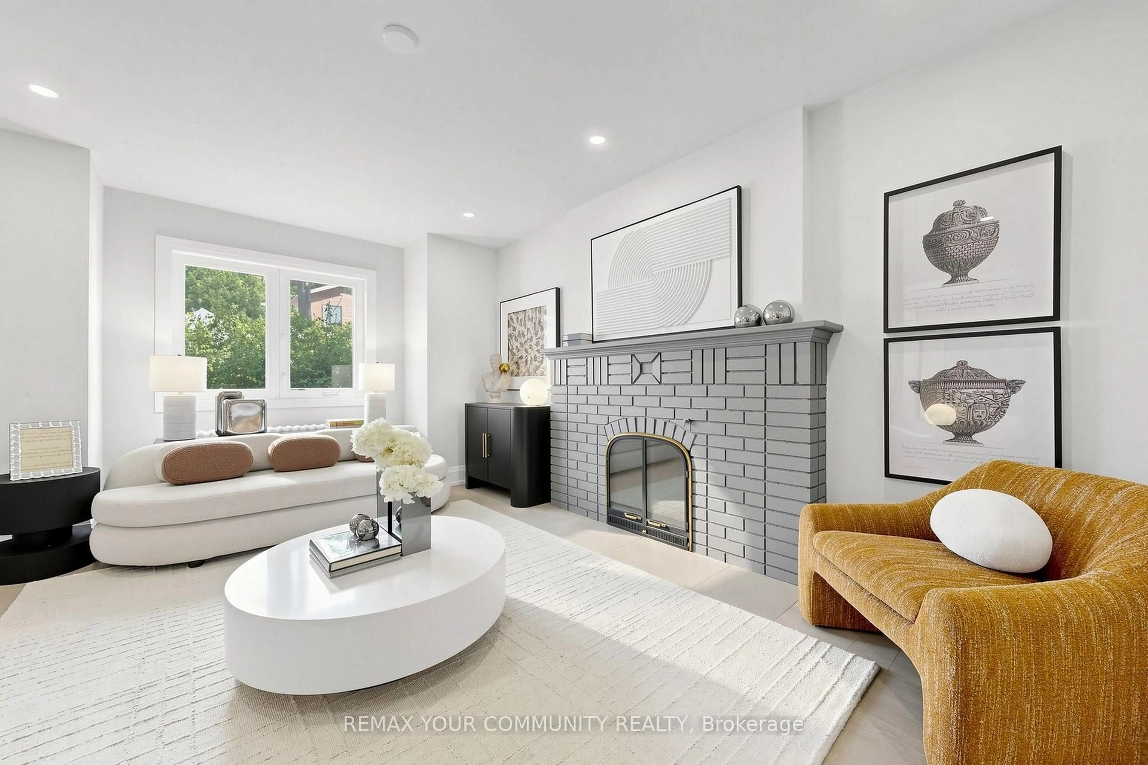 Living room with furniture, ceramic/tile floor for 351 Fairlawn Ave, Toronto Ontario M5M 1T5