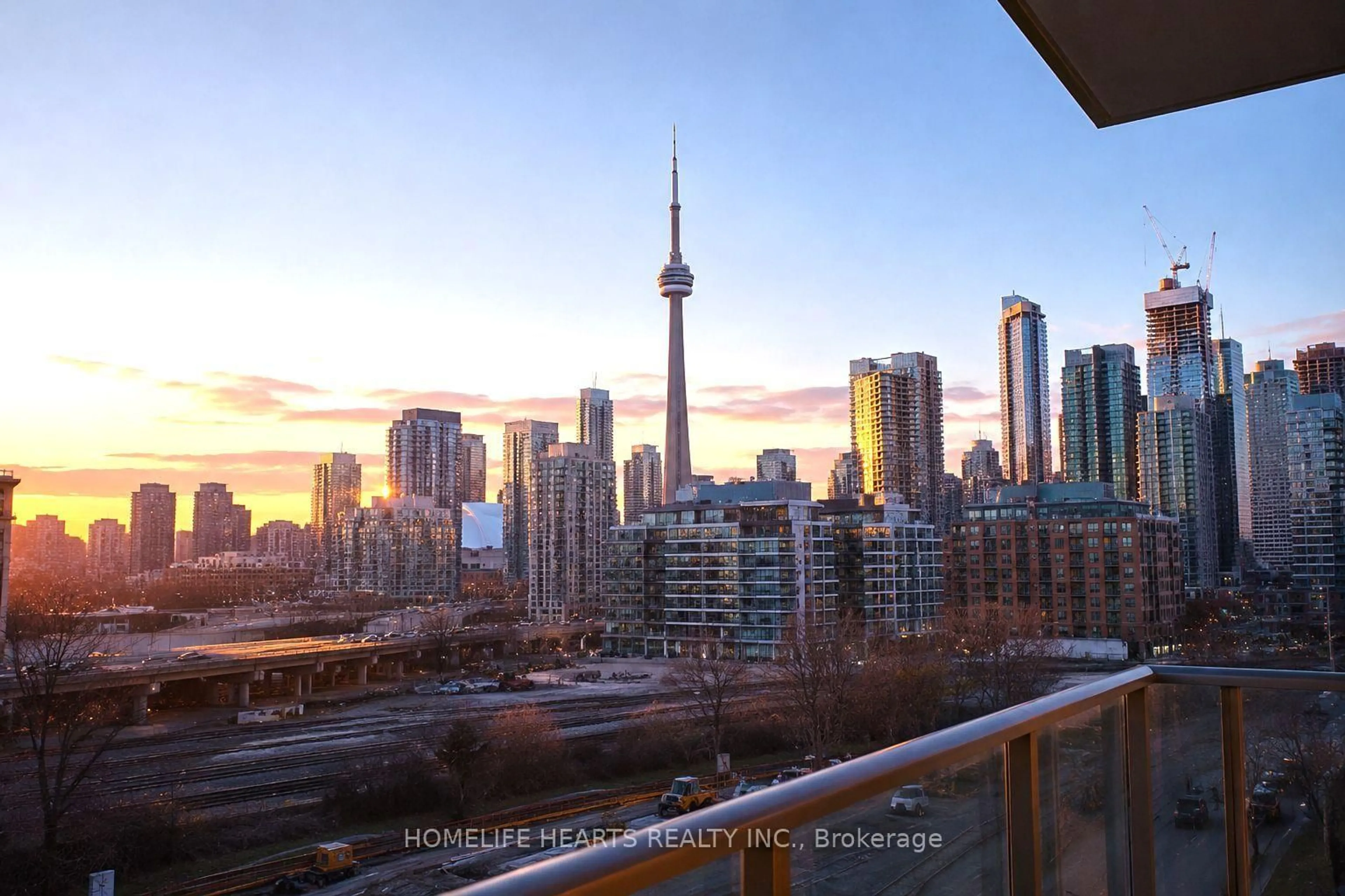 Balcony in the apartment, city buildings view from balcony for 35 Mariner Terr #309, Toronto Ontario M5V 3V9