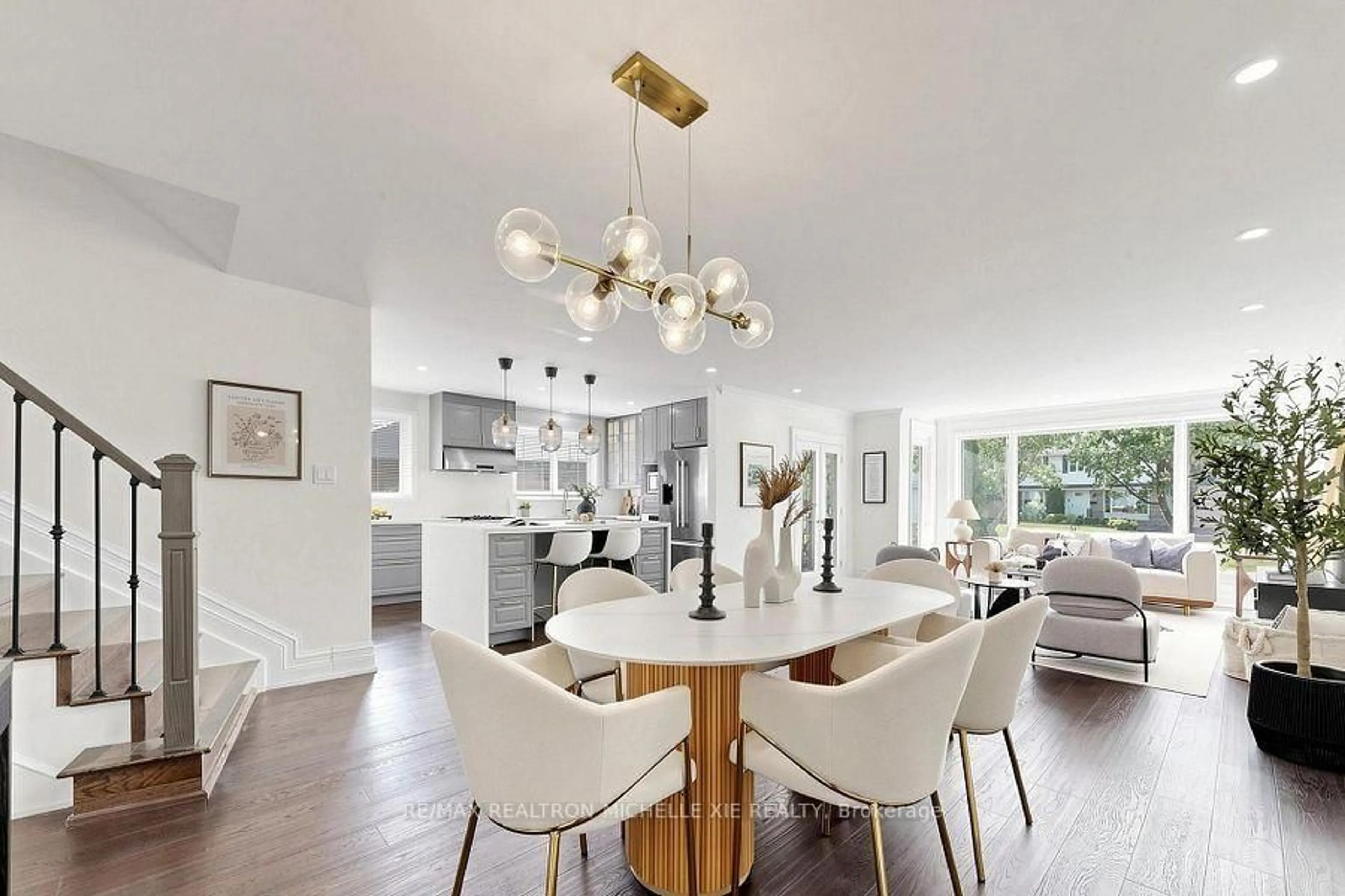 Open concept kitchen, wood/laminate floor for 8 Meadowglade Cres, Toronto Ontario M2J 1C7