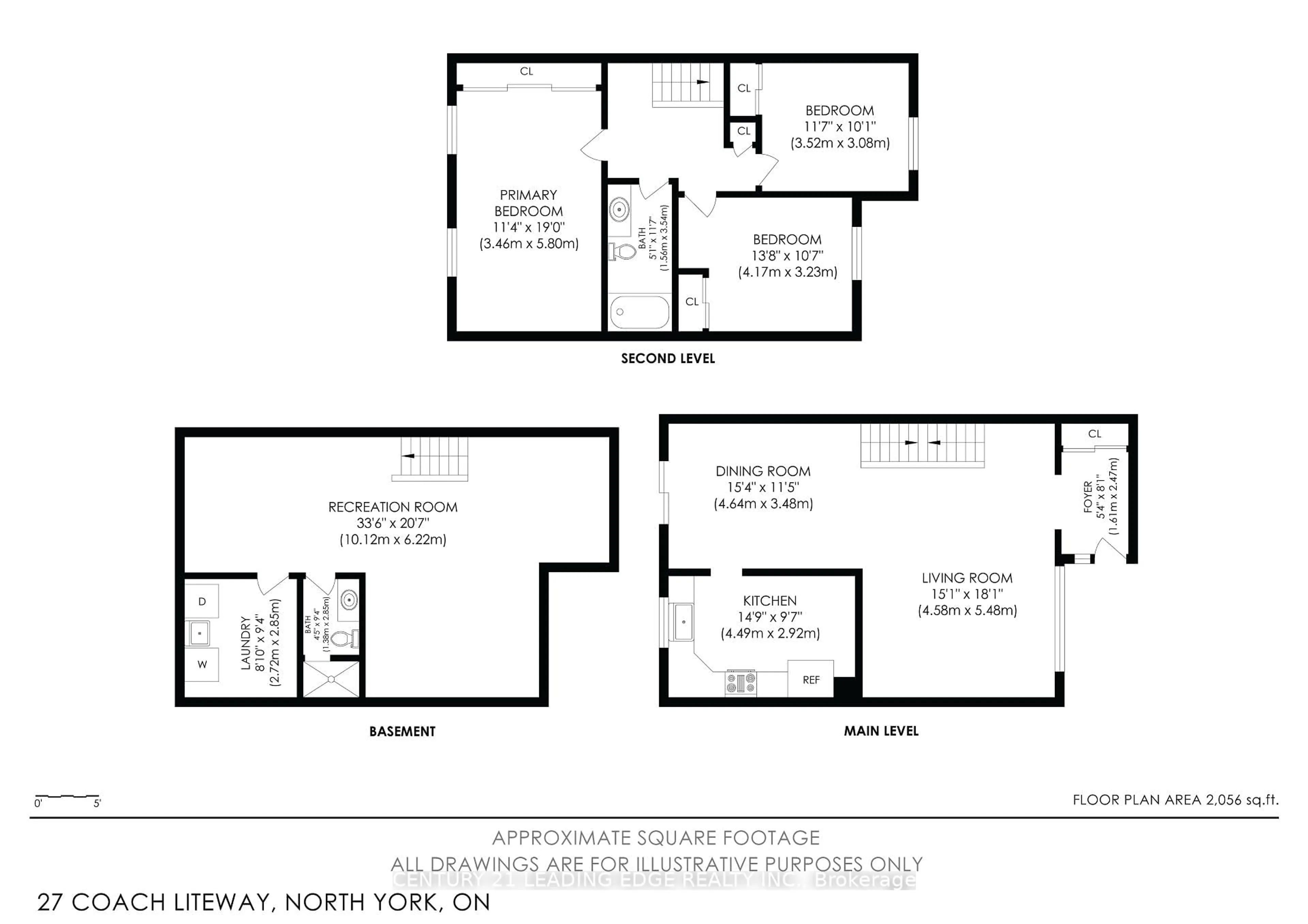 Floor plan for 27 Coach Liteway, Toronto Ontario M2R 3J8