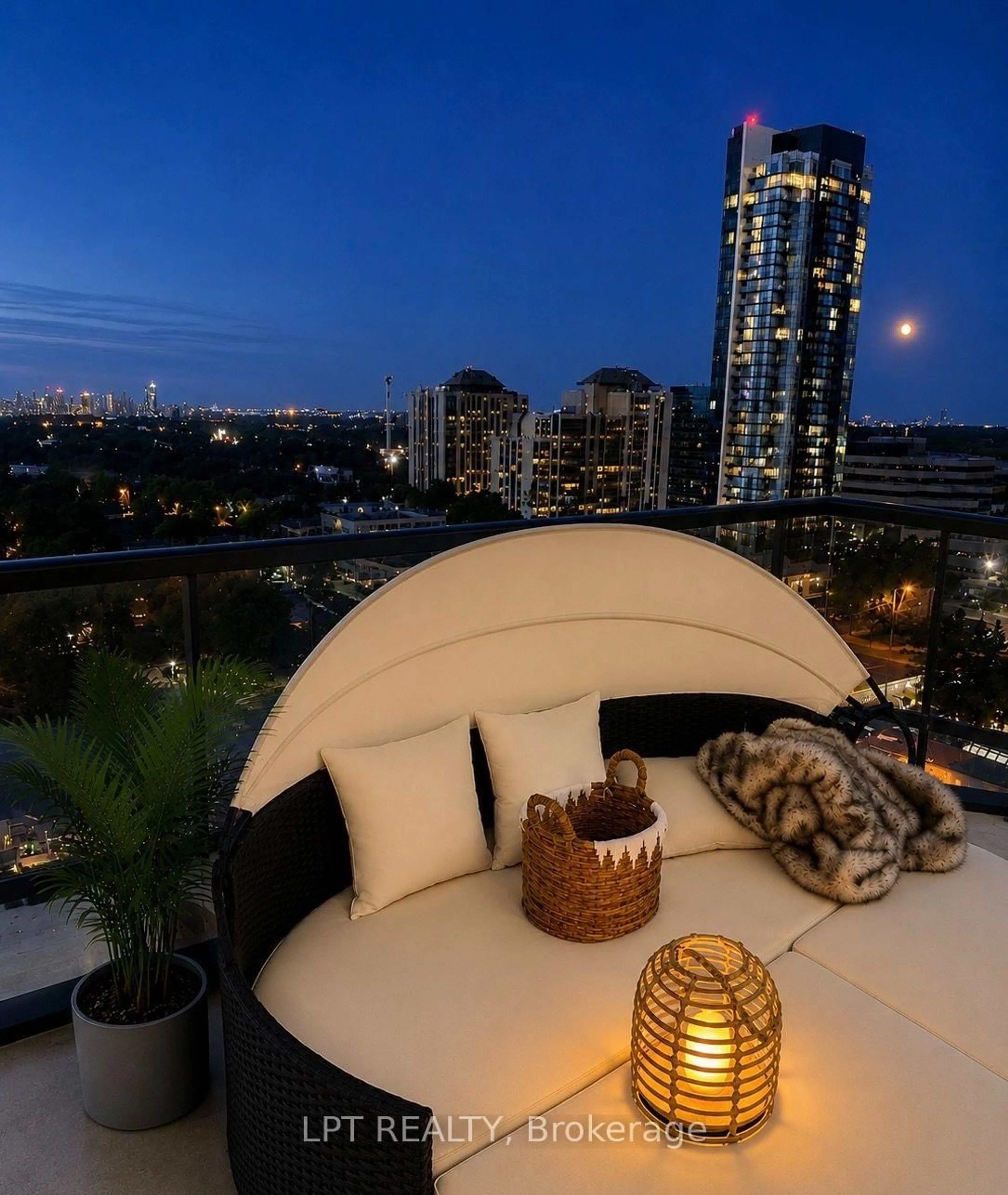 Balcony in the apartment, city buildings view from balcony for 35 Hollywood Ave #1706, Toronto Ontario M2N 0A9