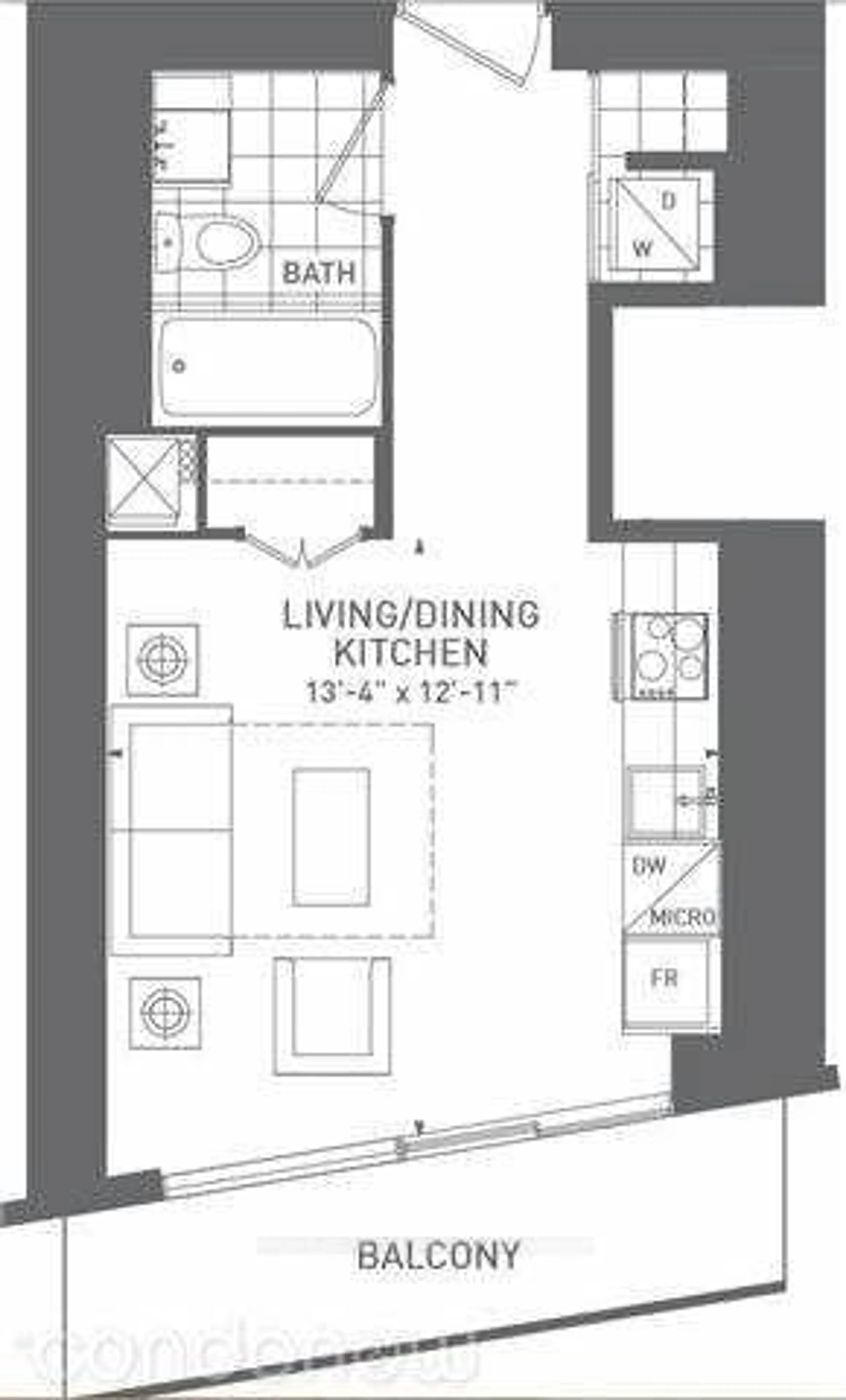Floor plan for 100 Harbour St #2408, Toronto Ontario M5J 2T5