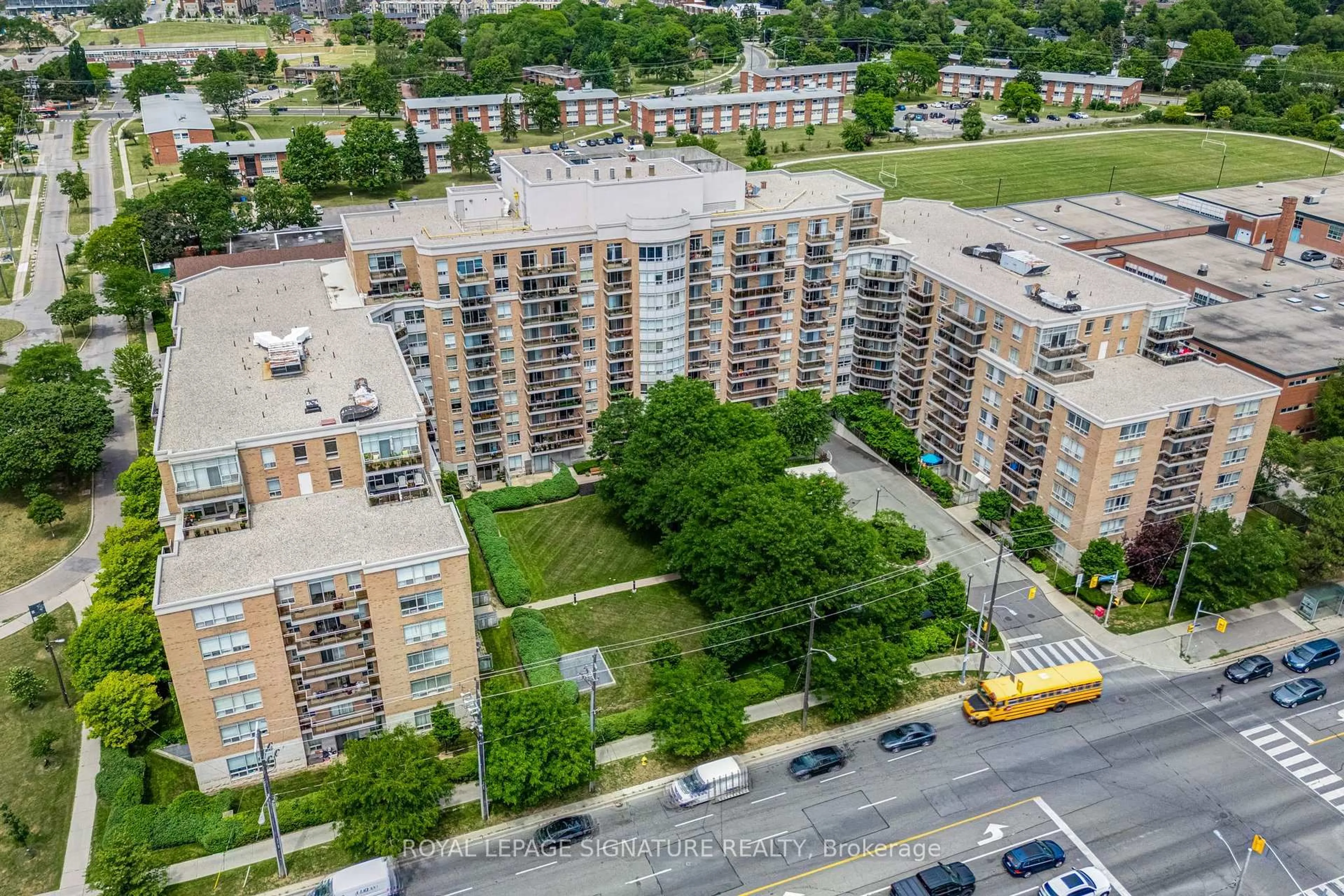 A pic from outside/outdoor area/front of a property/back of a property/a pic from drone, city buildings view from balcony for 650 Lawrence Ave #106, Toronto Ontario M6A 3E8