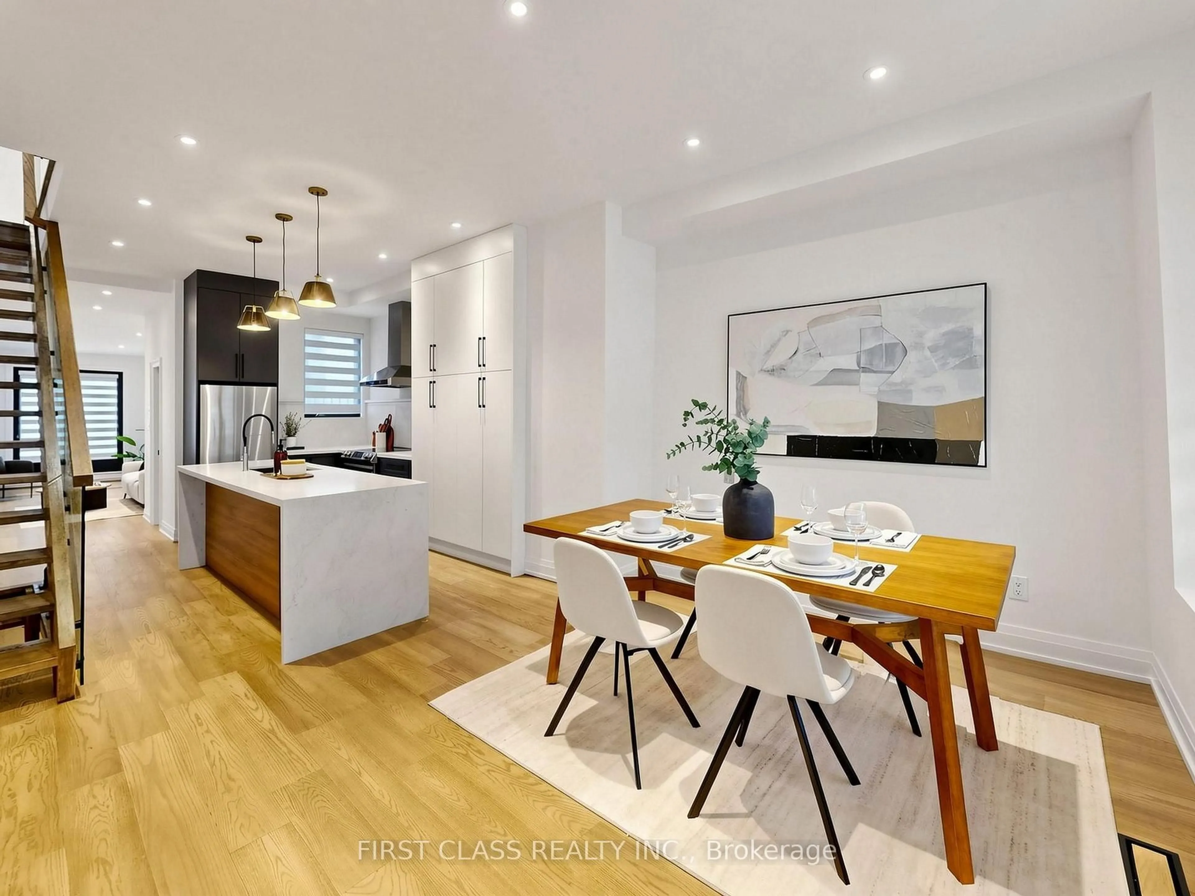 Open concept kitchen, wood/laminate floor for 174 Manning Ave, Toronto Ontario M6J 2K5