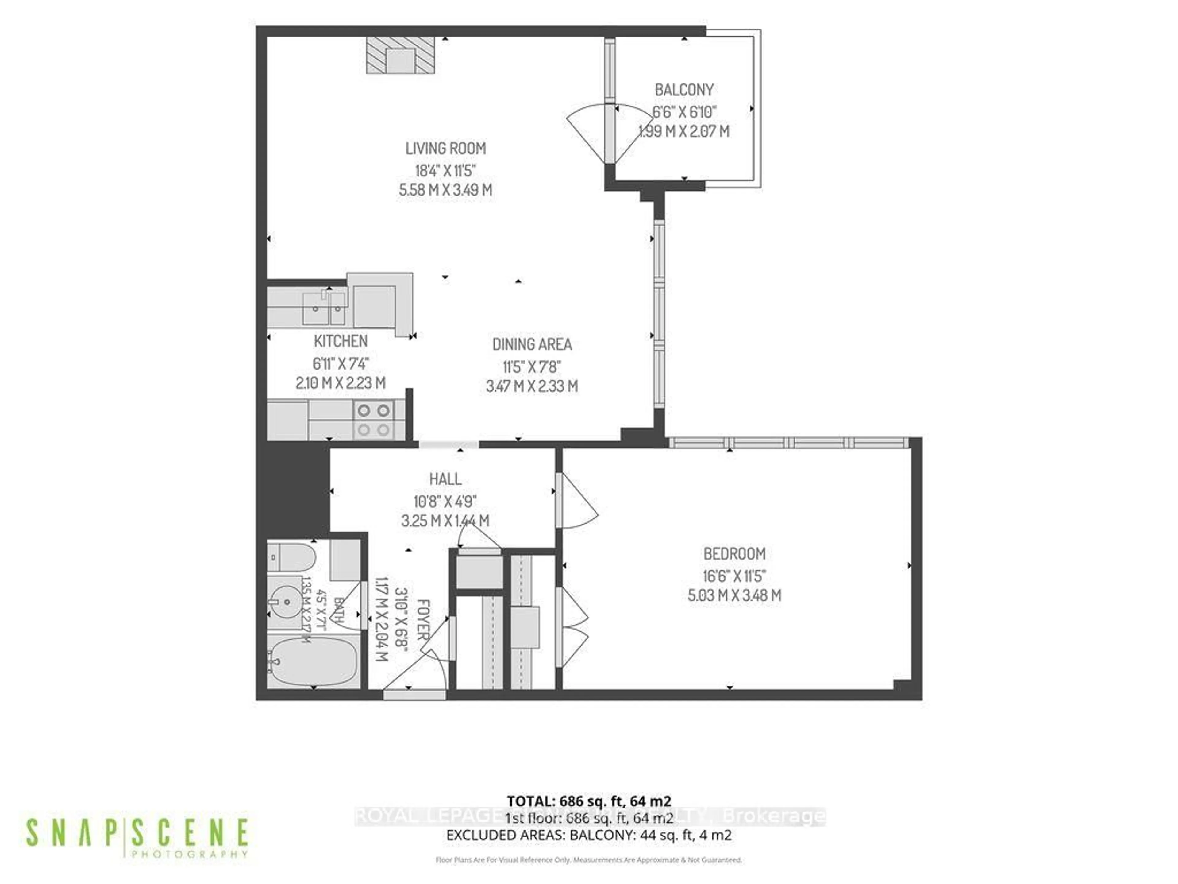 Floor plan for 30 Elm Ave #203, Toronto Ontario M4W 1N5
