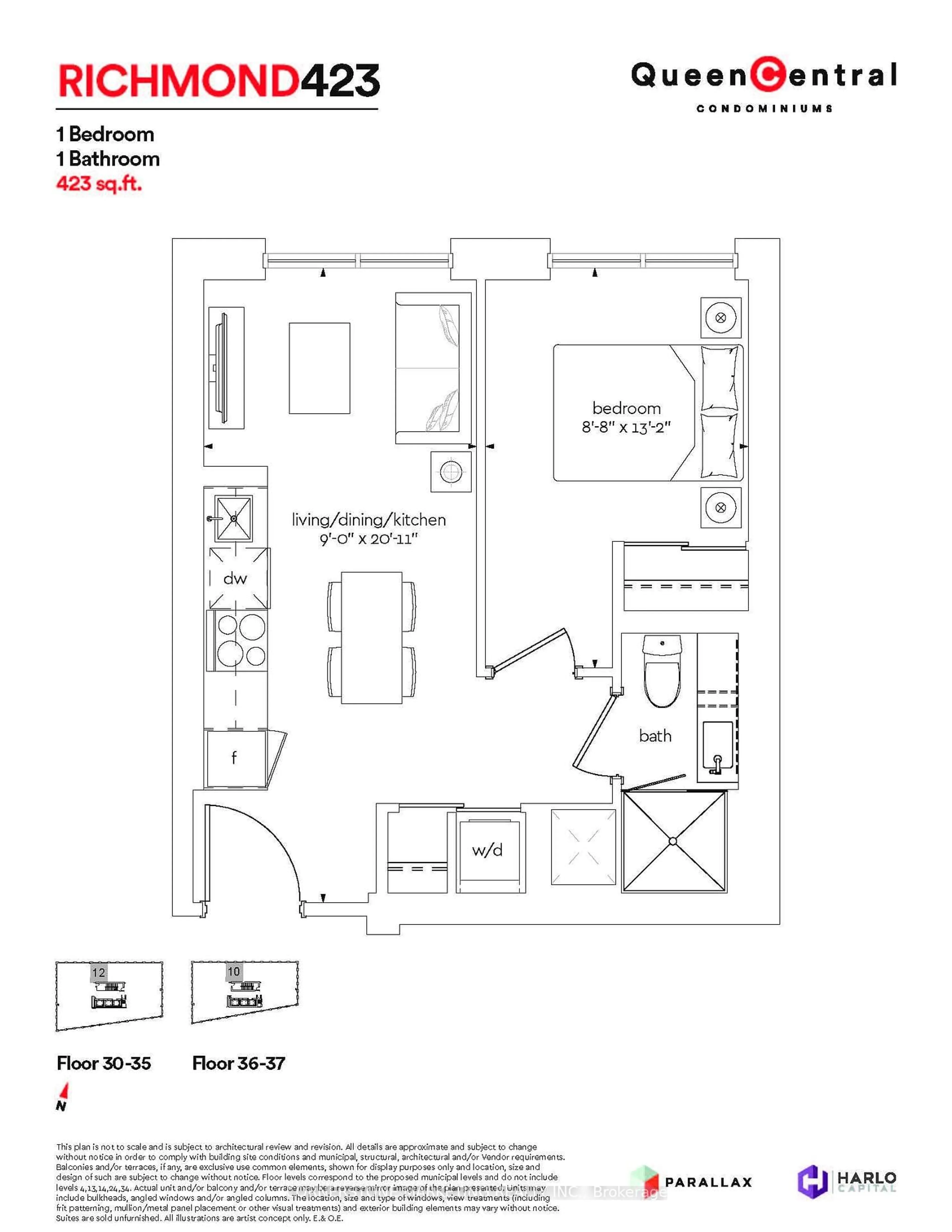 Floor plan for 100 Queen St #3610, Toronto Ontario M5C 0B5